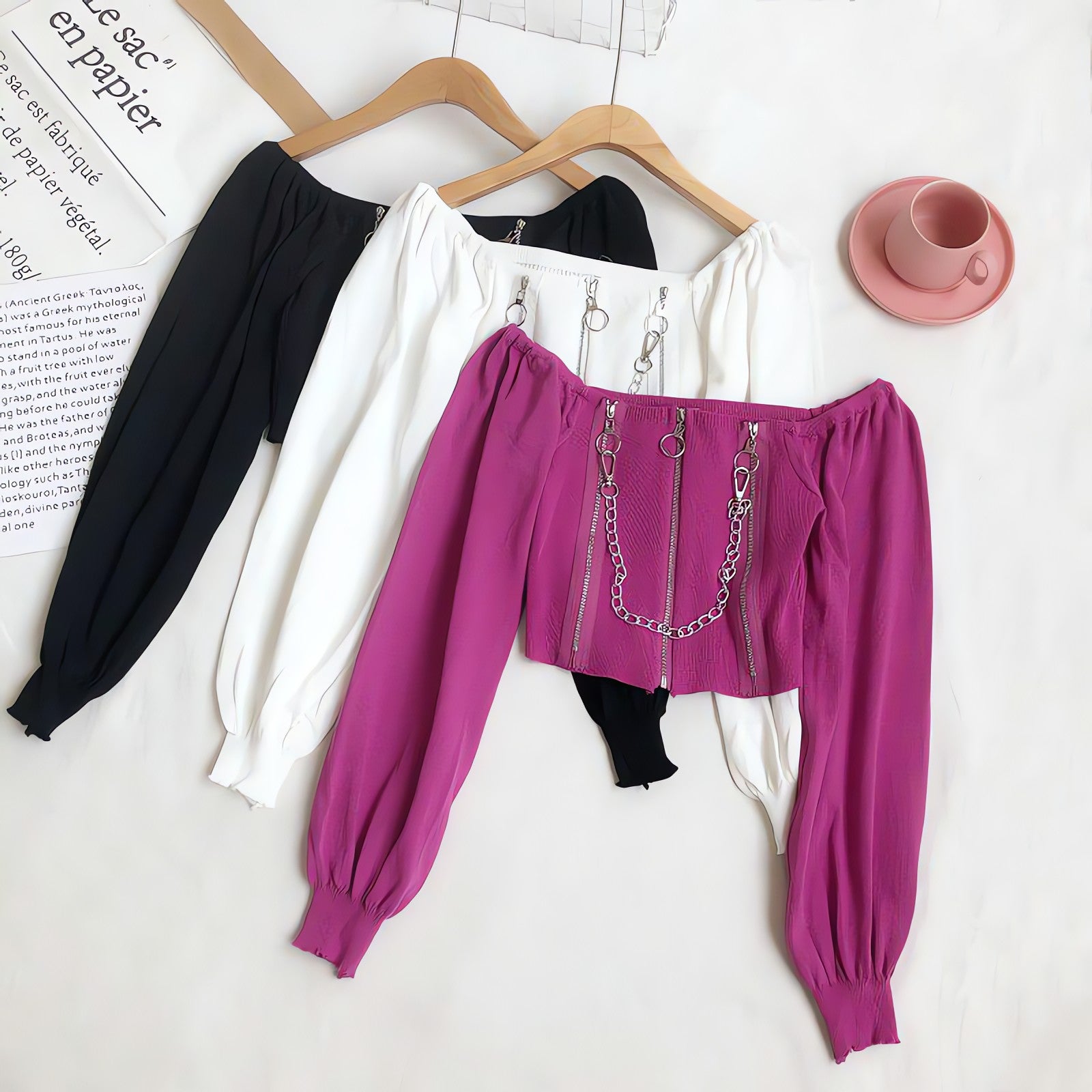 Chain Detailed Square Neck Crop Top - KAYSMAR