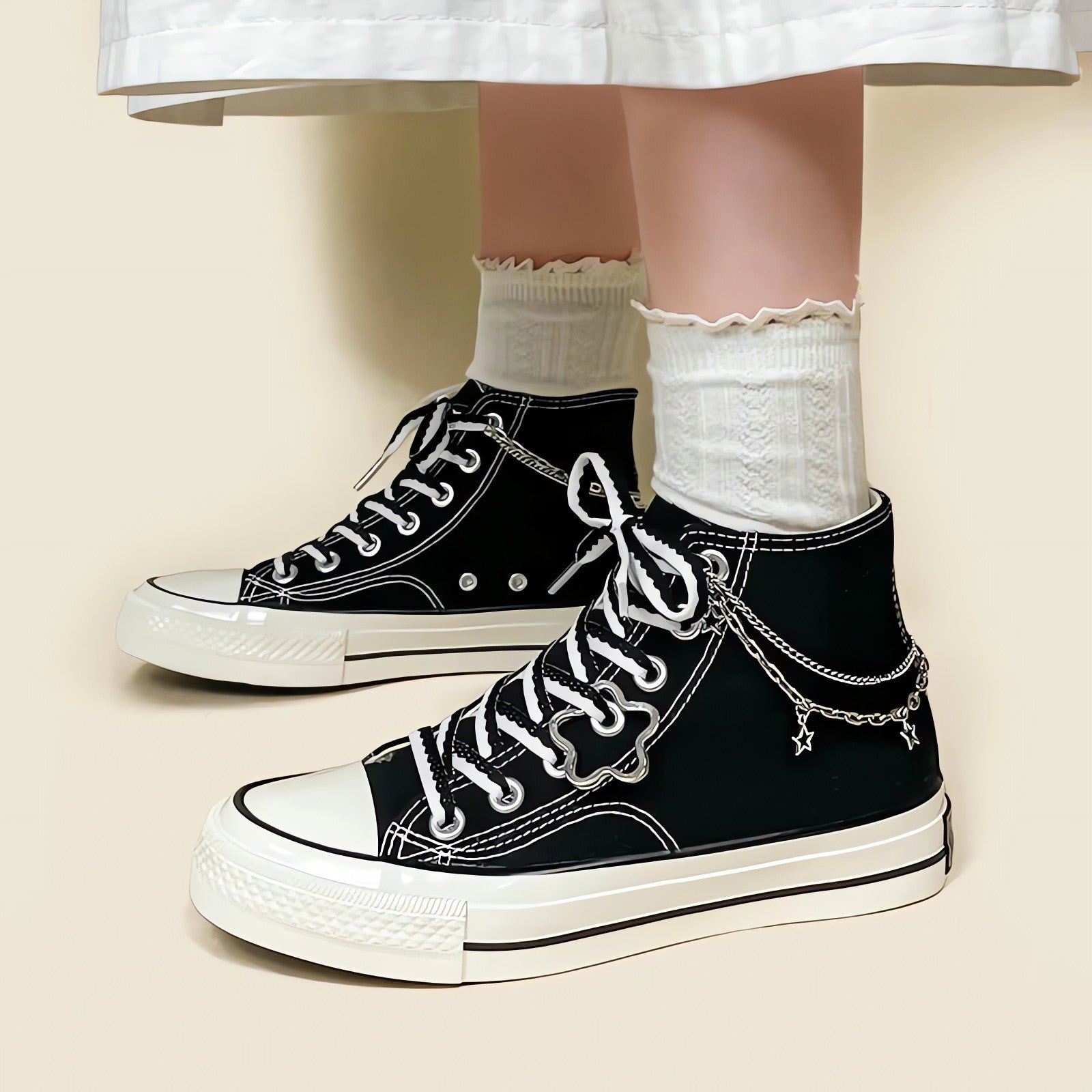 Chain with Stars Canvas Shoes - KAYSMAR