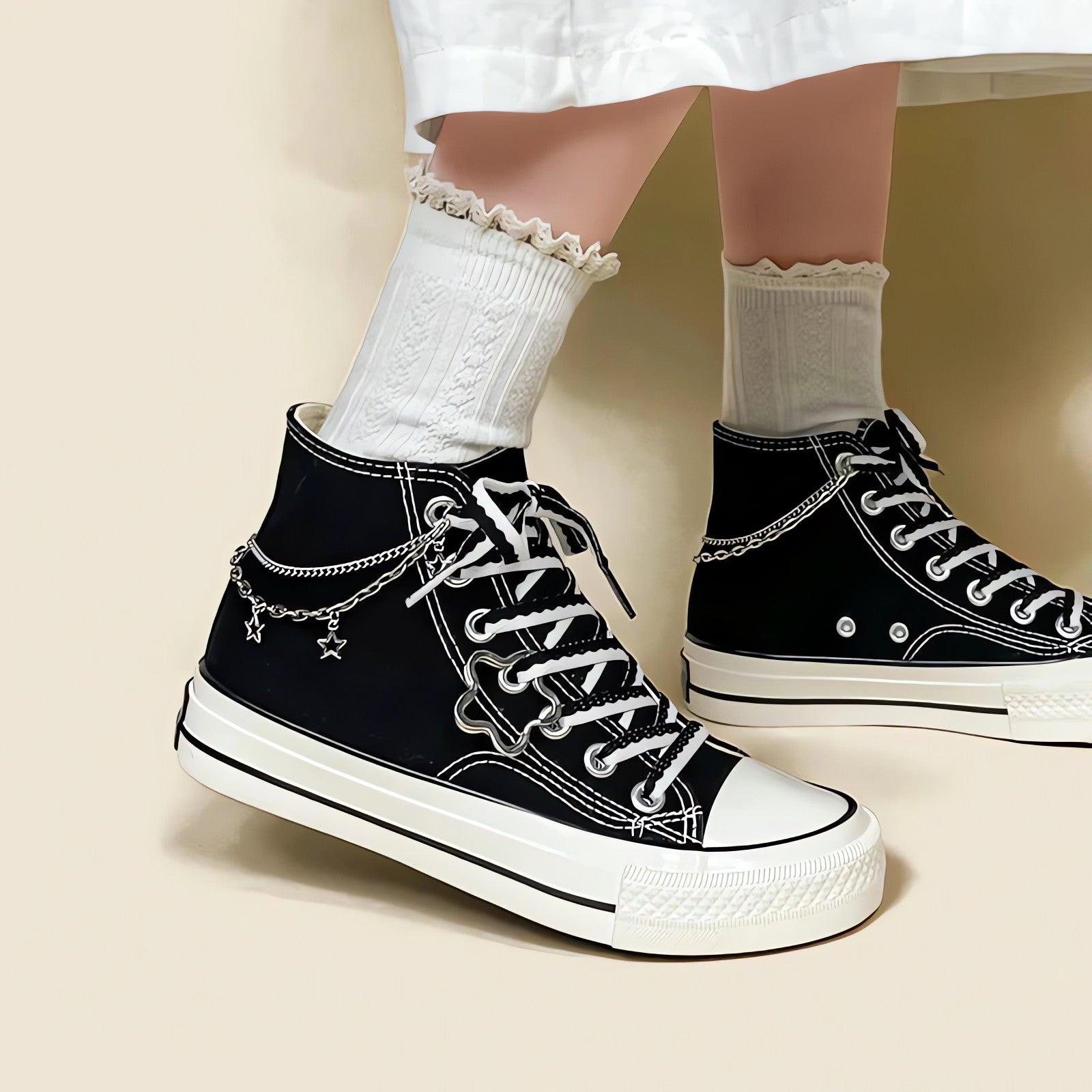 Chain with Stars Canvas Shoes - KAYSMAR