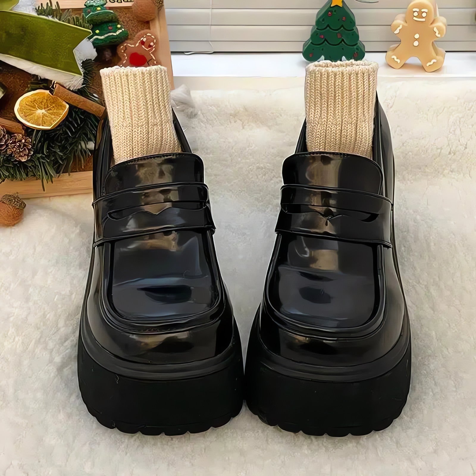 Chunky Platform High Heel Loafer Shoes - KAYSMAR