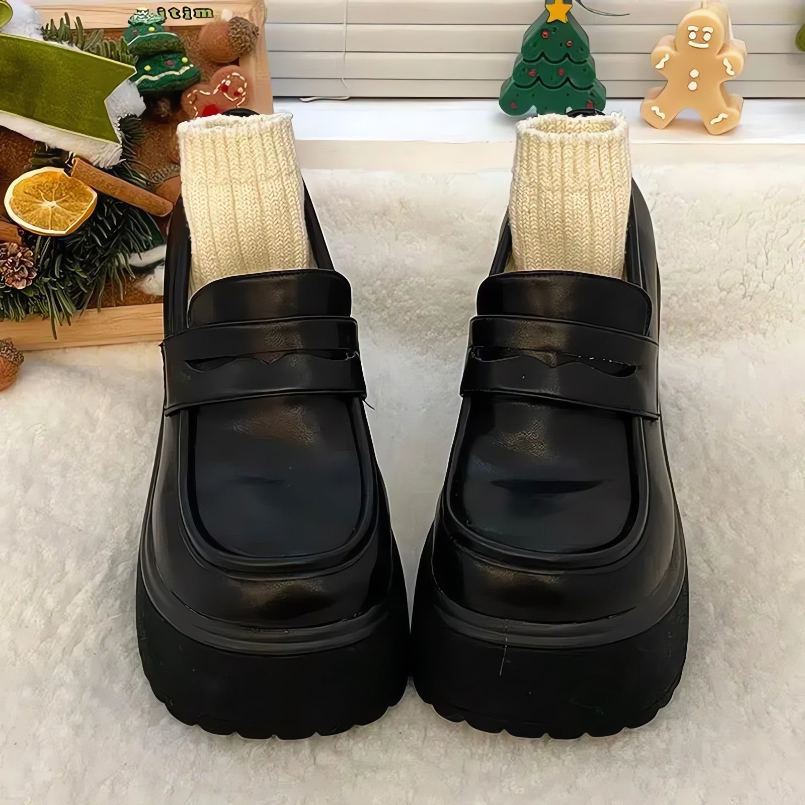 Chunky Platform High Heel Loafer Shoes - KAYSMAR