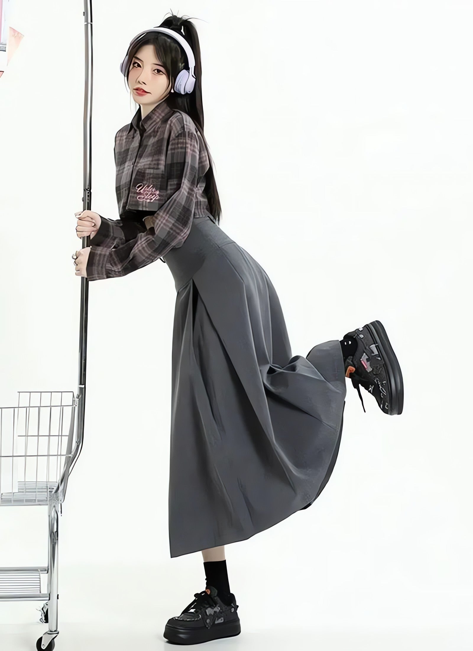 College Girl Pleated A-Line Midi Skirt - KAYSMAR