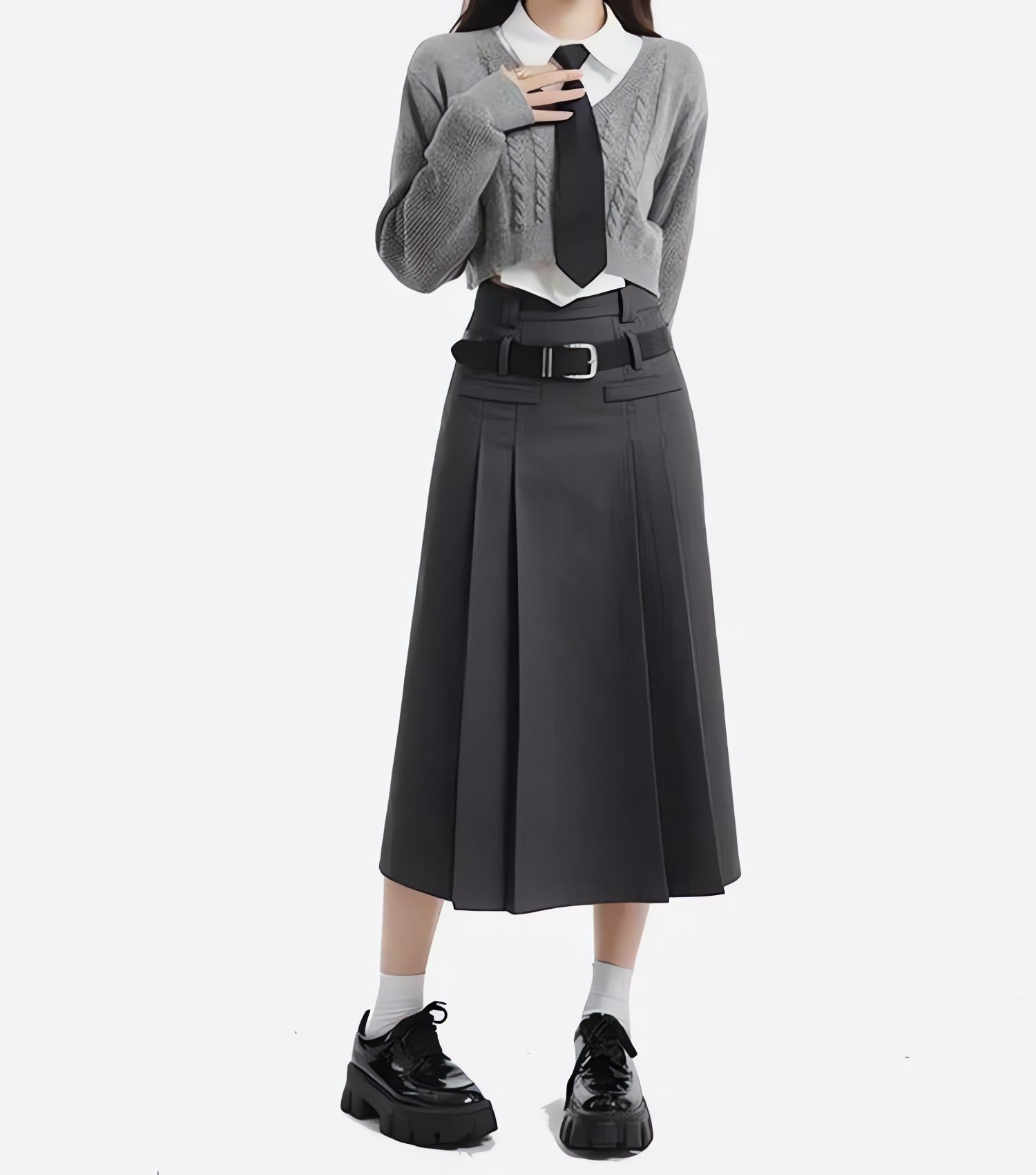College Girl Pleated Midi Skirt - KAYSMAR