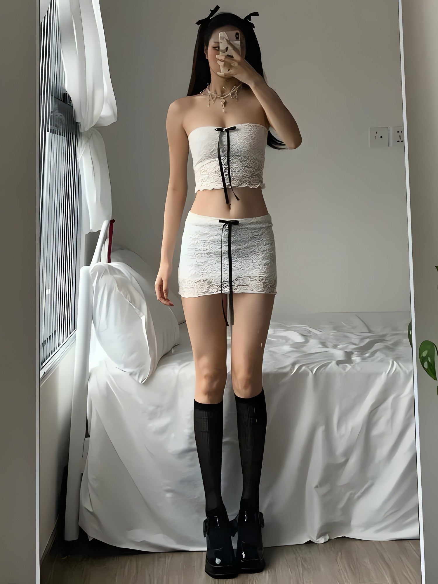 Coquette Bow Lace Two Piece Set - KAYSMAR