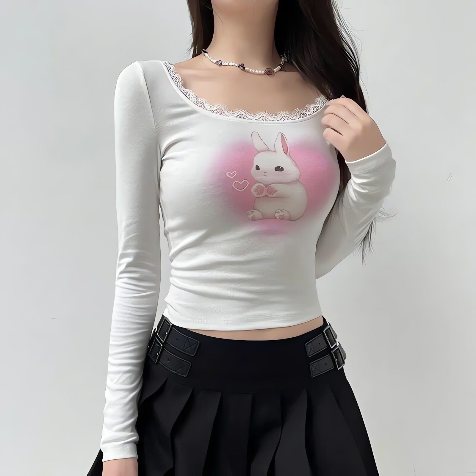 Coquette Cute Rabbit Crop Top - KAYSMAR