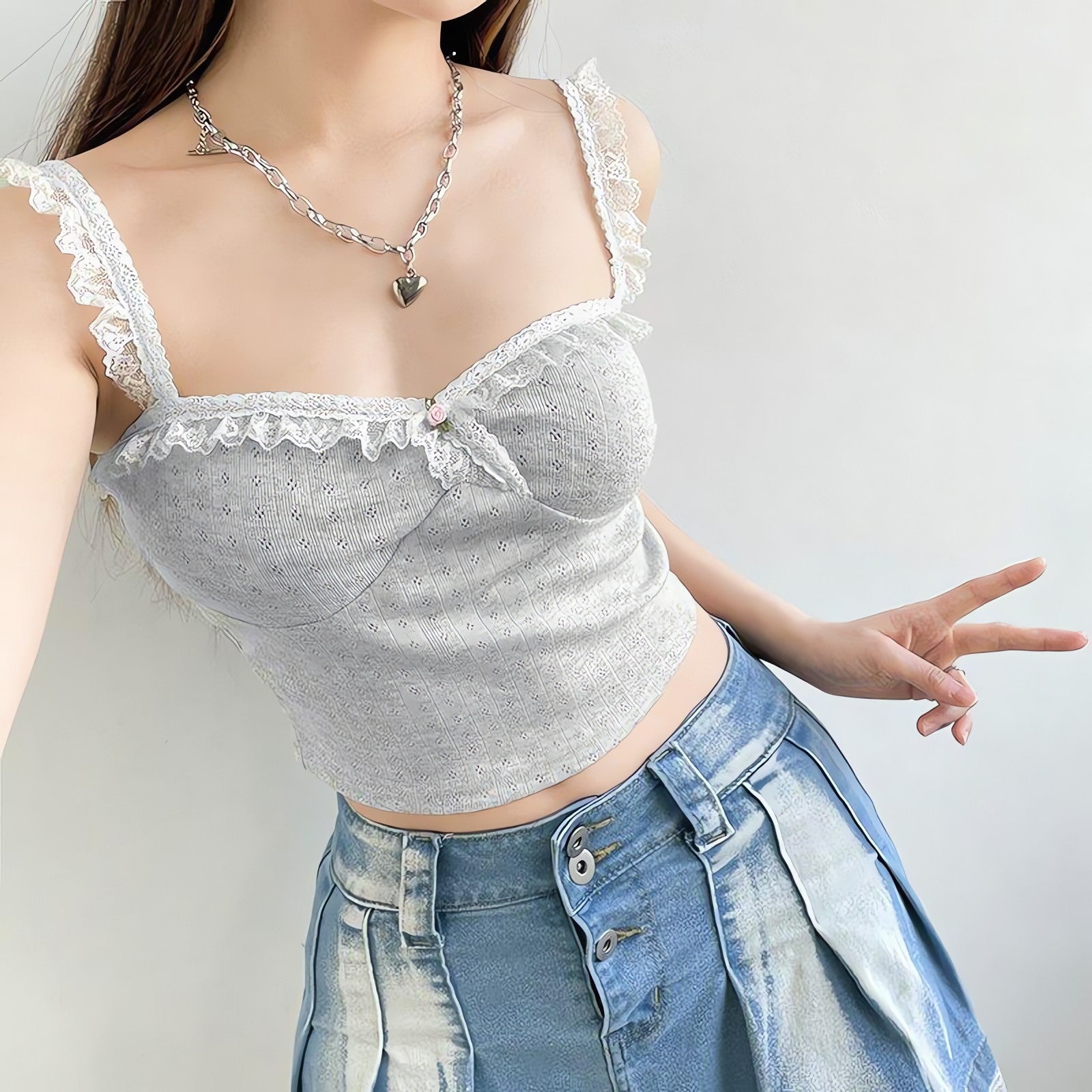 Coquette Lace Trimming Crop Top - KAYSMAR