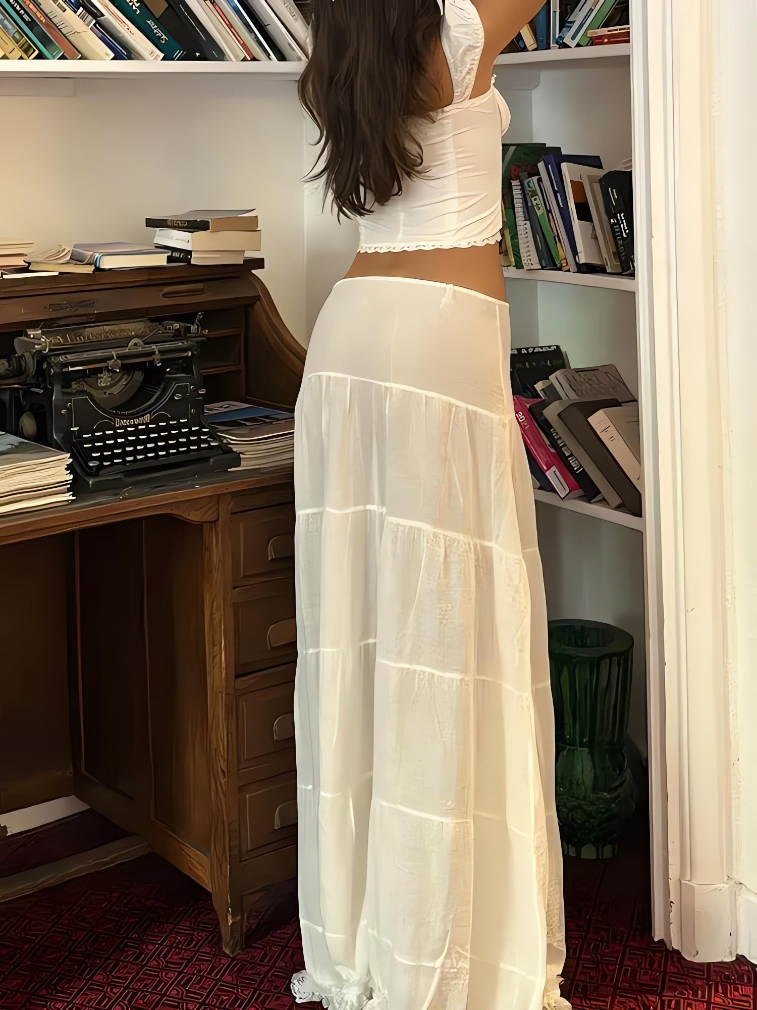 Coquette Lace Up Crop Top & Maxi Skirt Two Piece Set - KAYSMAR