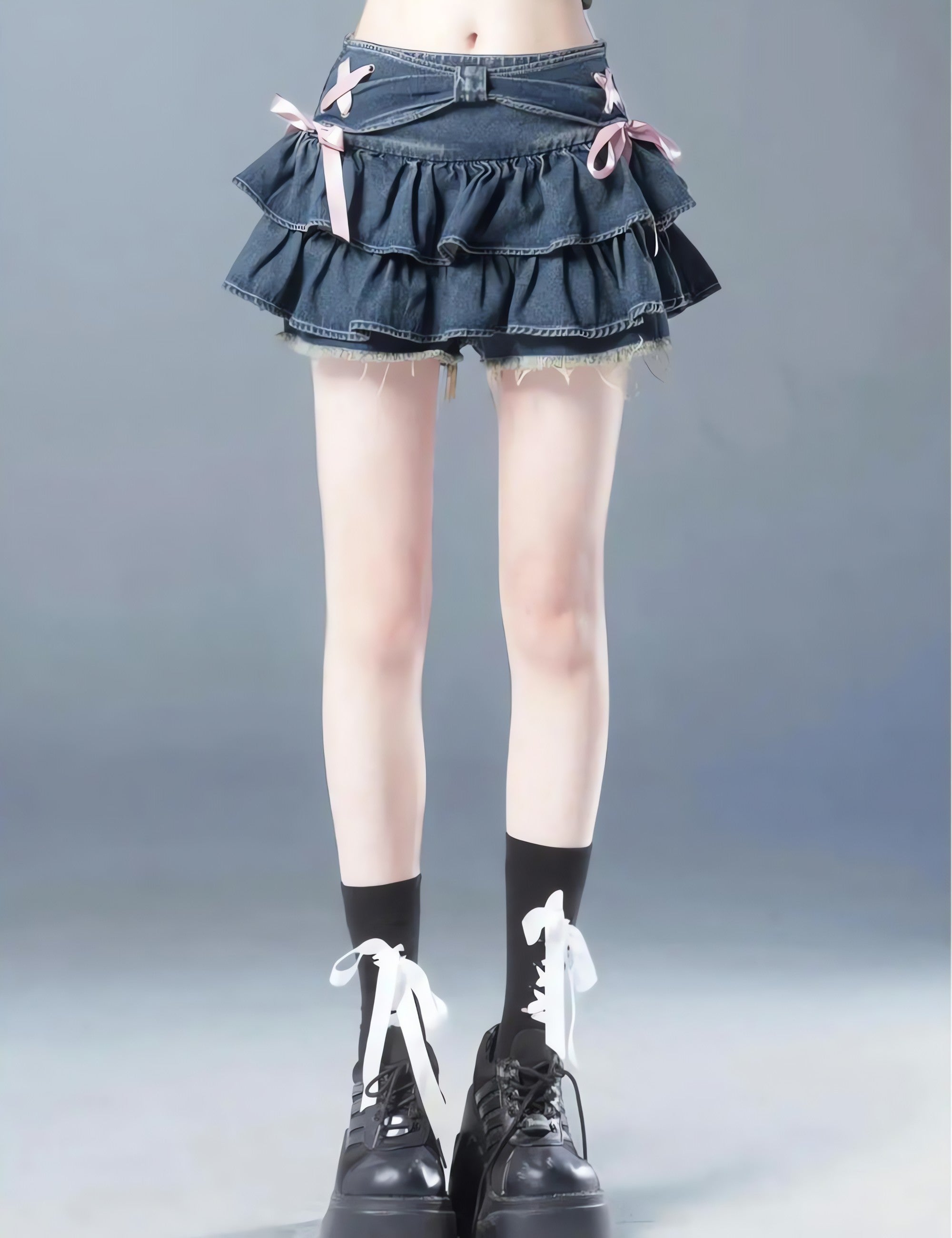 Coquette Low Rise Denim Mini Skort - KAYSMAR