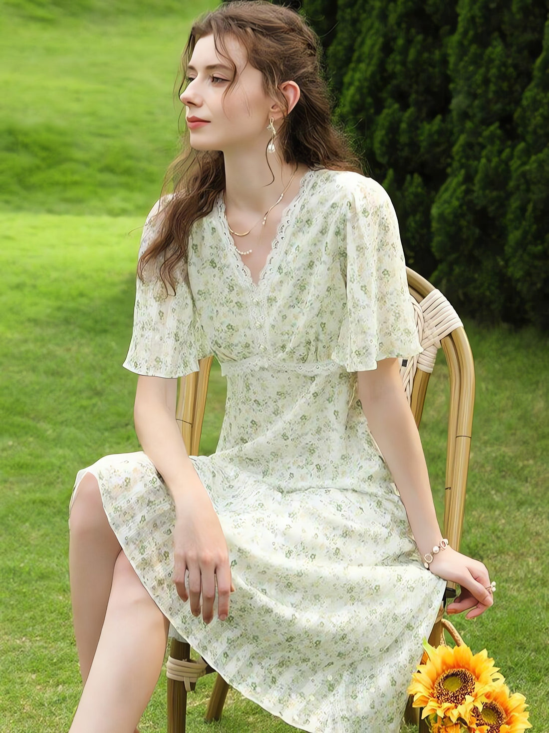 Cottagecore Floral Midi Dress - KAYSMAR