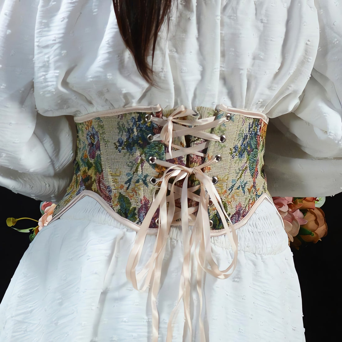 Cottagecore Ribbon Lace Up Waist Corset - KAYSMAR