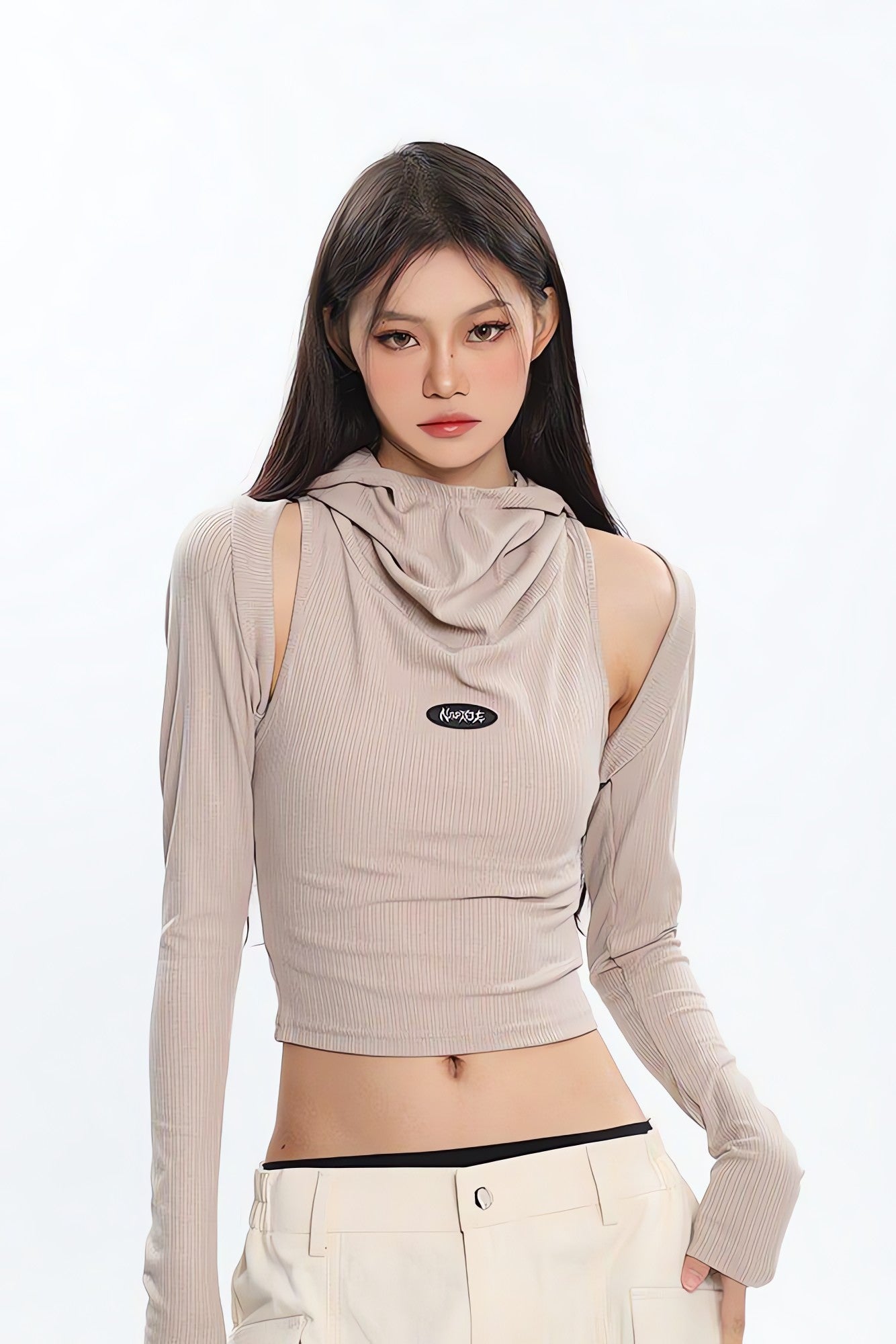 Cowl Collar Cut-Out Crop Top - KAYSMAR