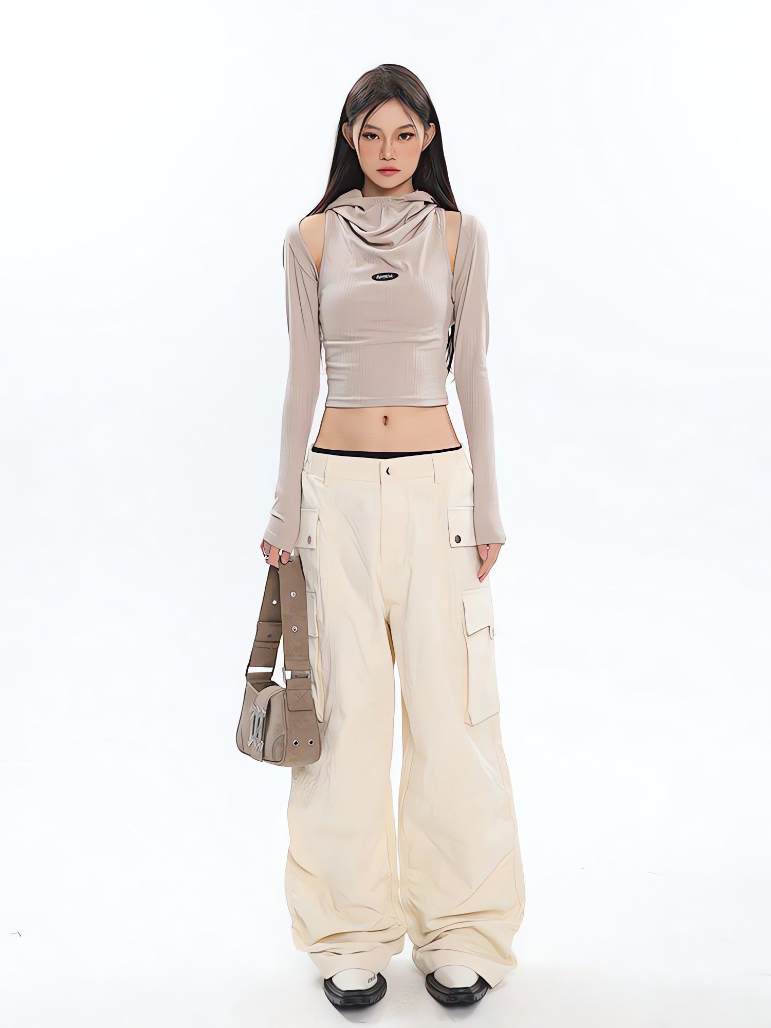 Cowl Collar Cut-Out Crop Top - KAYSMAR