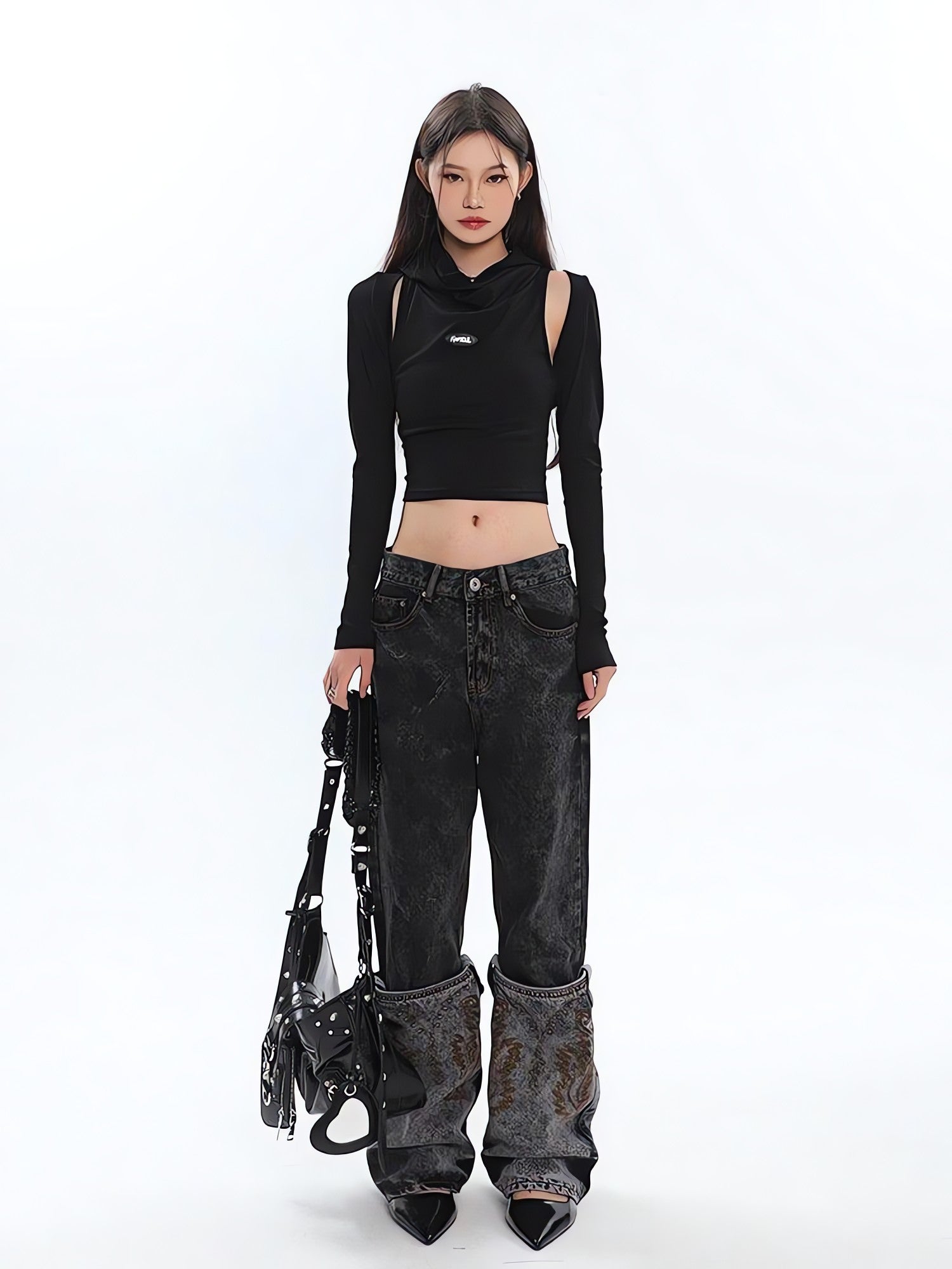 Cowl Collar Cut-Out Crop Top - KAYSMAR
