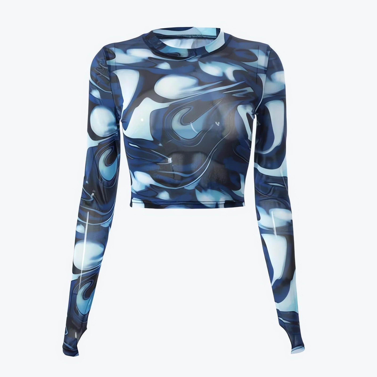 Cyberpunk Blue Aura Sheer Top - KAYSMAR