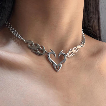 Cyberpunk Flame Heart Necklace - KAYSMAR