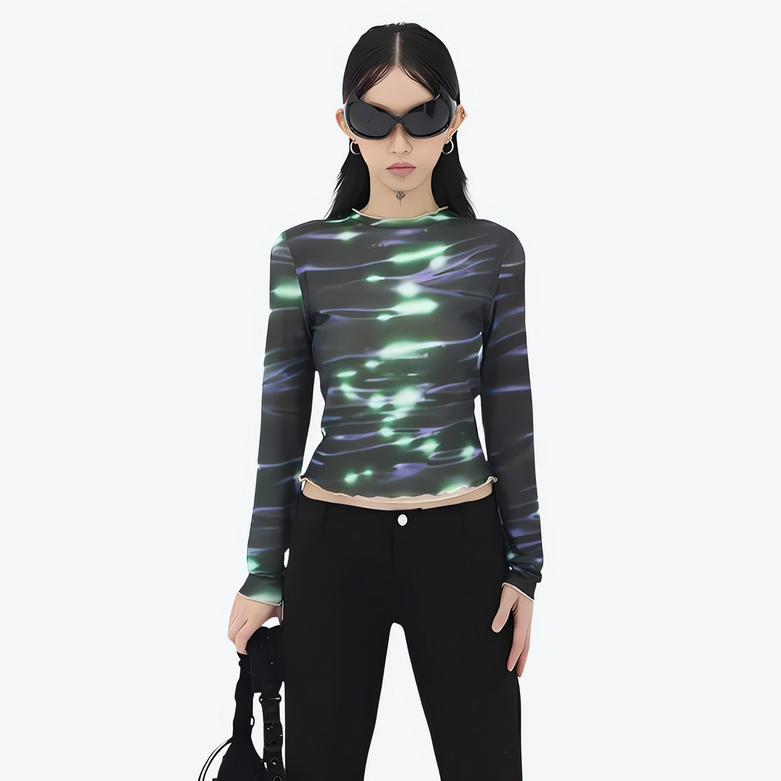 Cyberpunk Green Lights Mesh Top - KAYSMAR