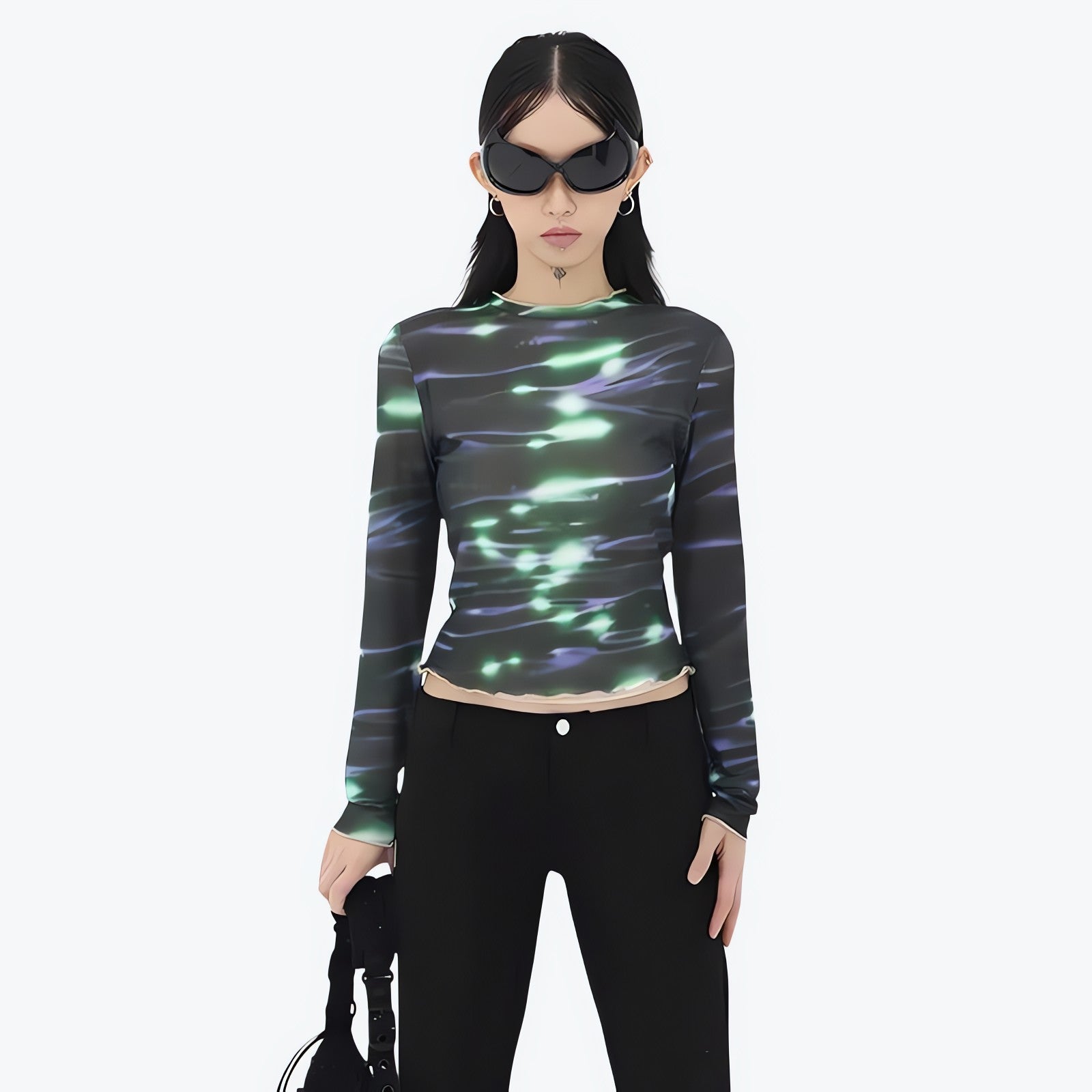 Cyberpunk Green Lights Mesh Top - KAYSMAR