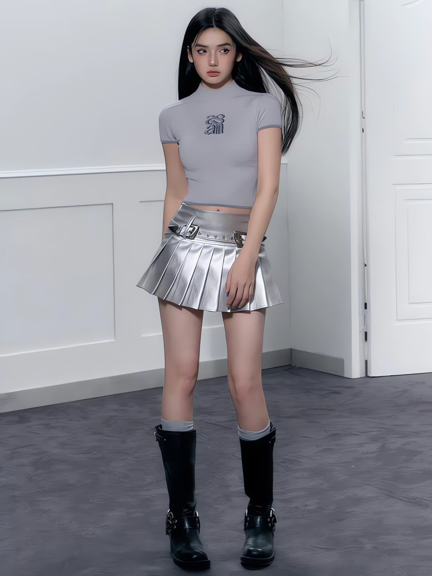 Cyberpunk Metallic Mini Skirt - KAYSMAR