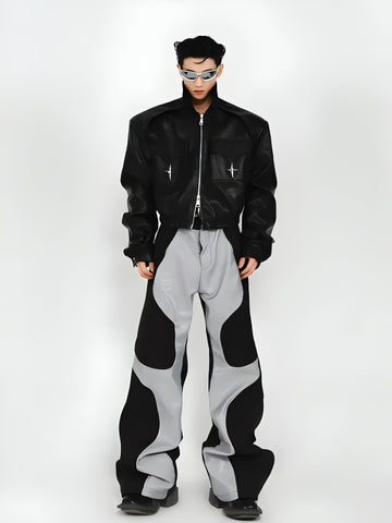 Cyberpunk Patchwork Wide Leg Pants - KAYSMAR