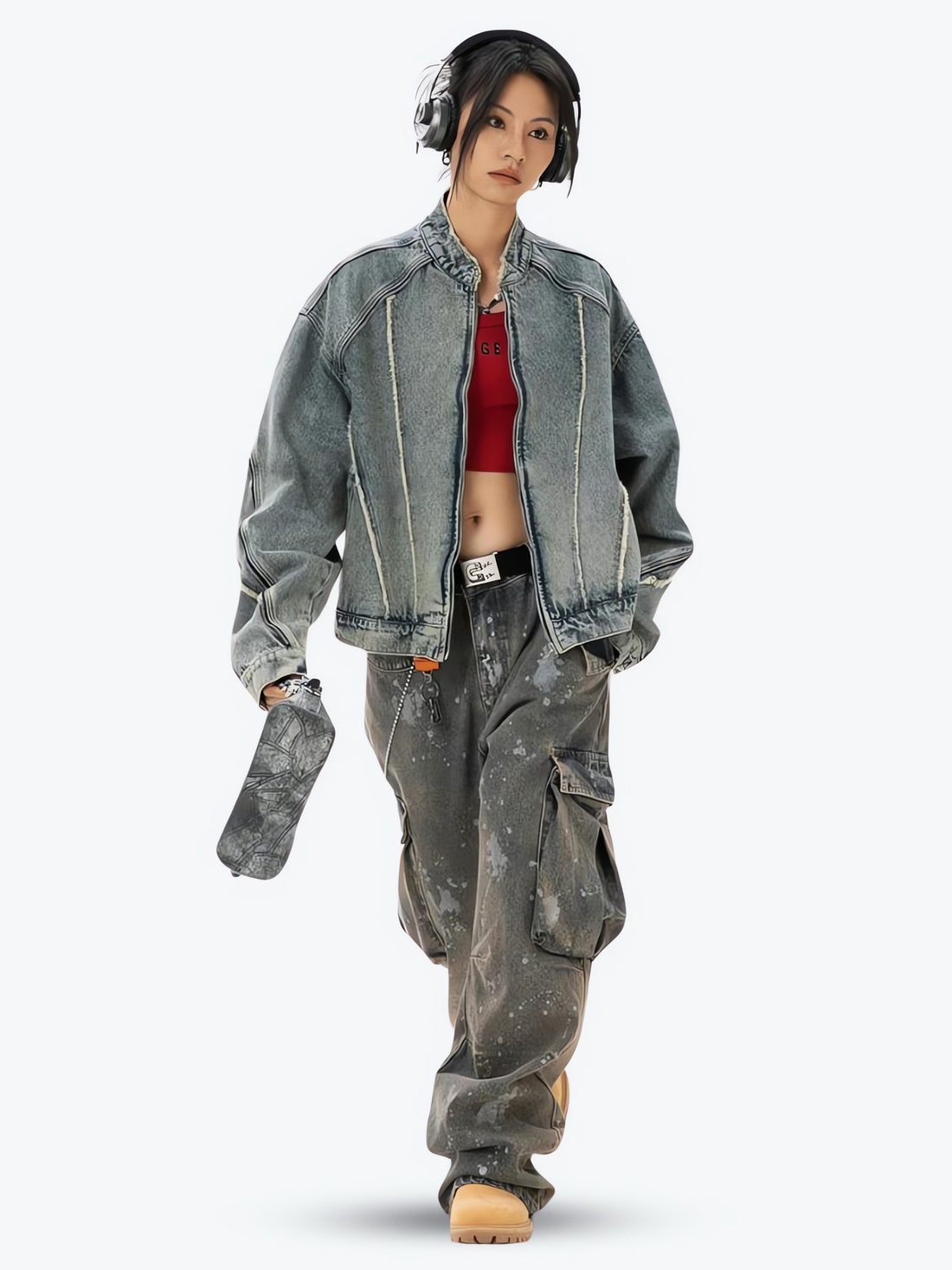 Cyberpunk Zip-Up Denim Jacket - KAYSMAR