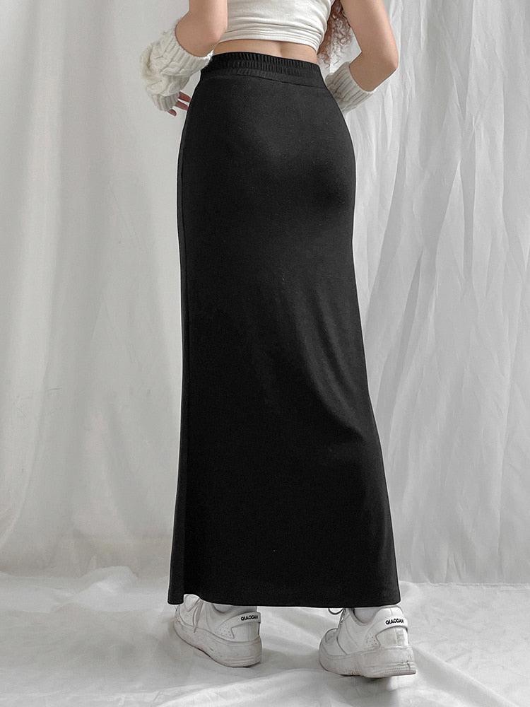 Dark Academia Drawstring Maxi Skirt - KAYSMAR