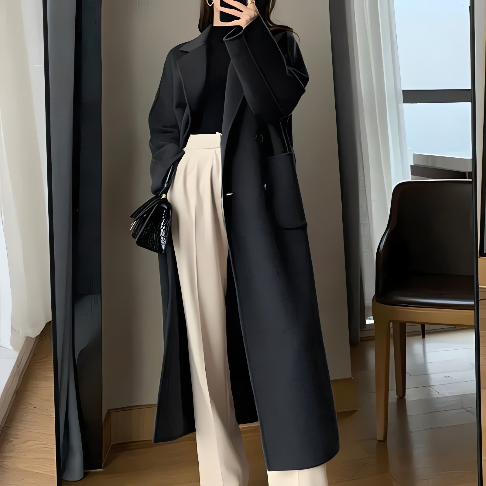 Dark Academia Belted Long Coat - KAYSMAR