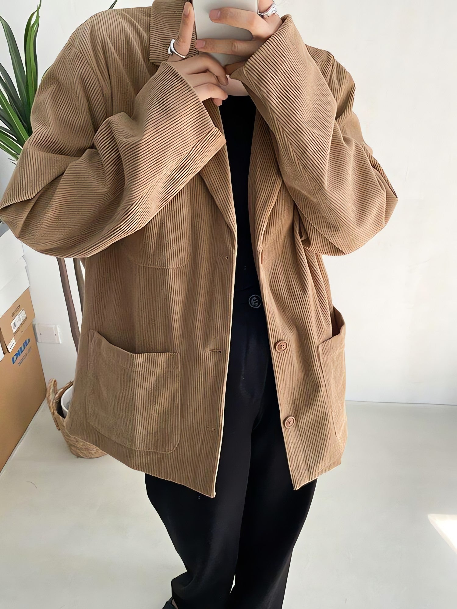 Dark Academia Corduroy Long Jacket - KAYSMAR