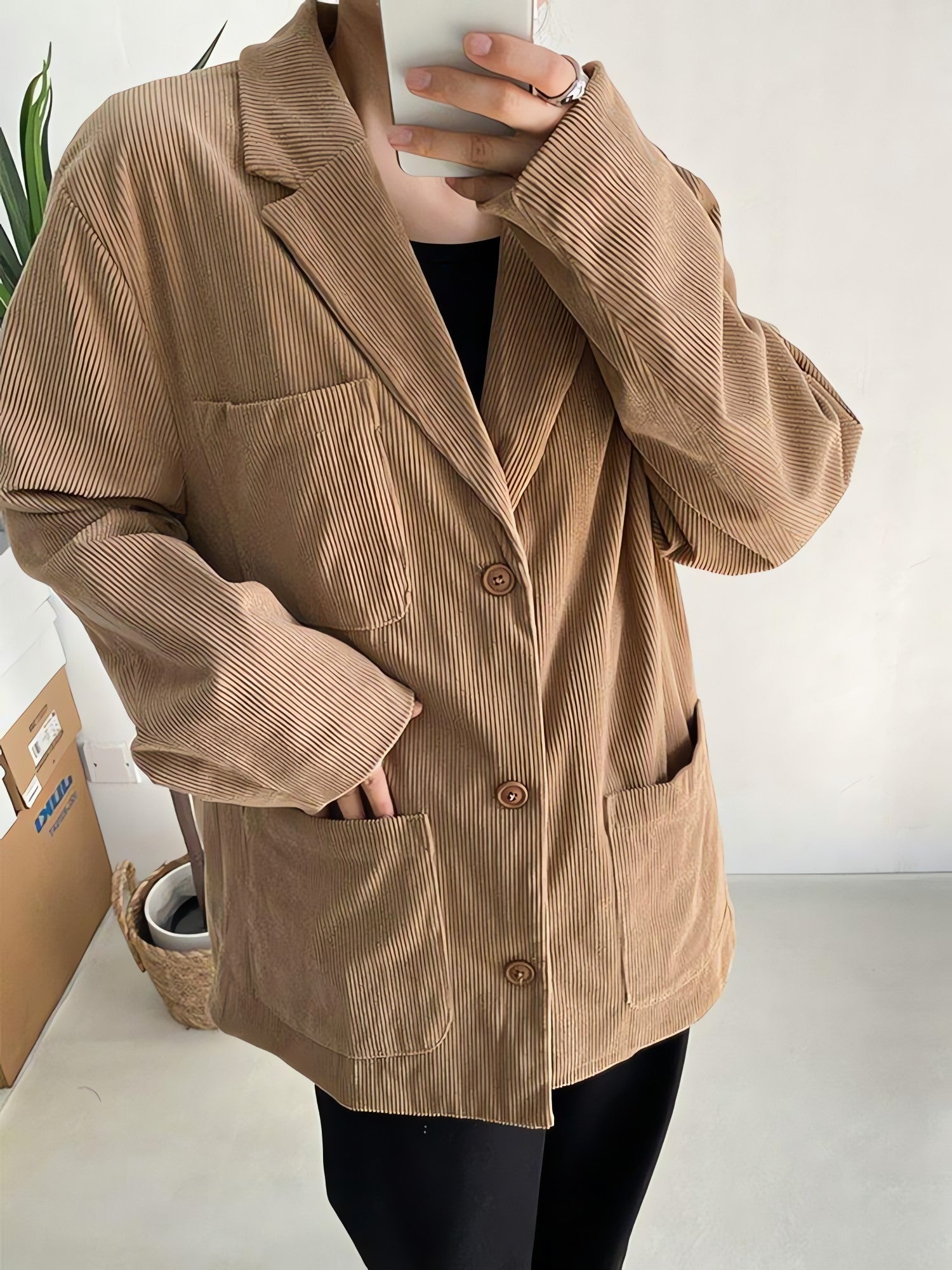 Dark Academia Corduroy Long Jacket - KAYSMAR