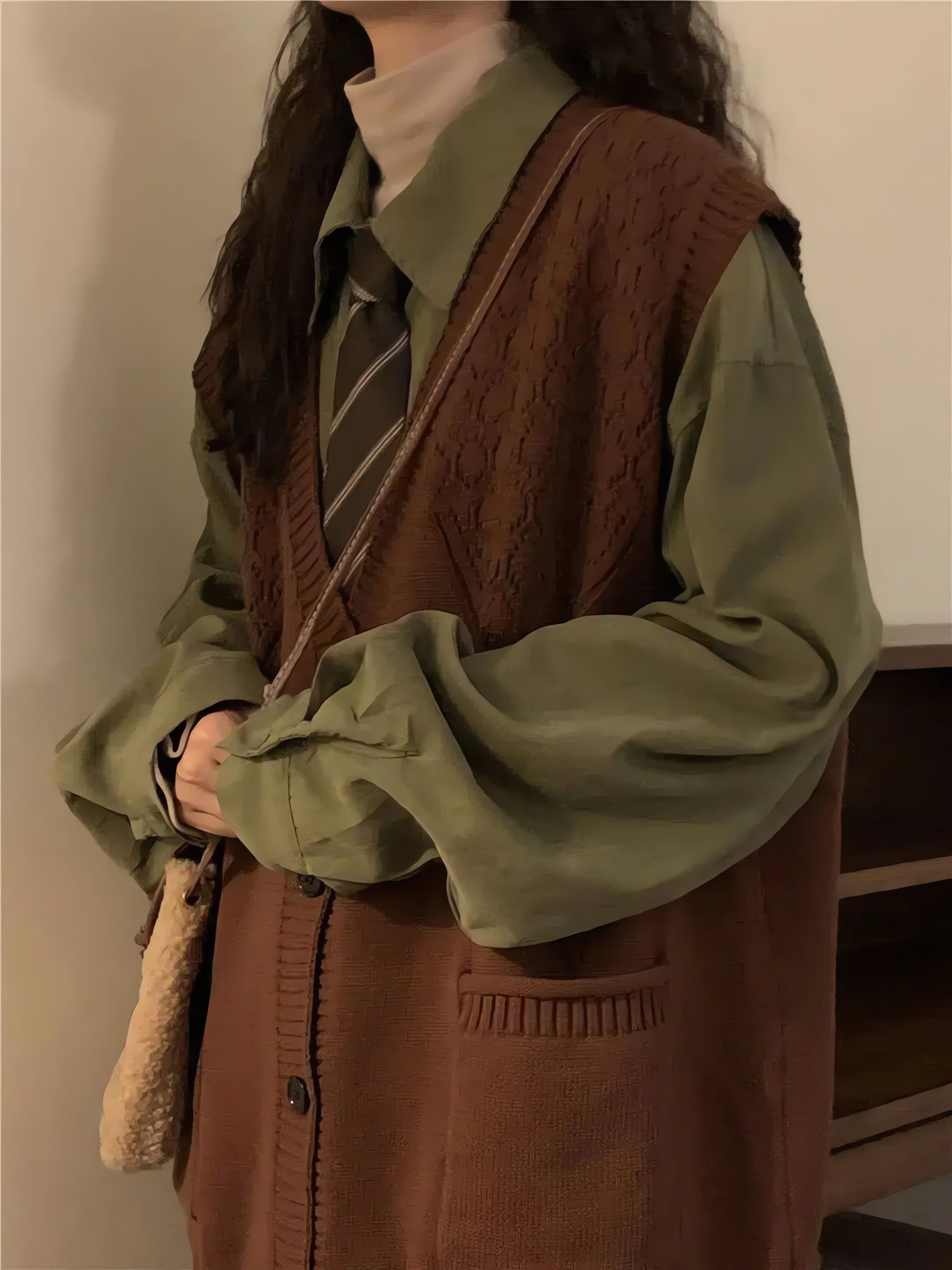 Dark Academia Deep V-Neck Sleeveless Cardigan - KAYSMAR