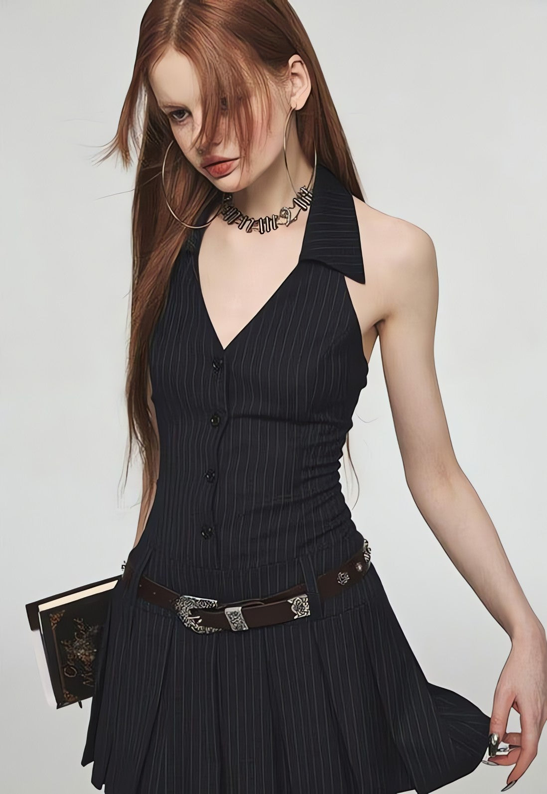 Dark Academia Halter Mini Dress - KAYSMAR