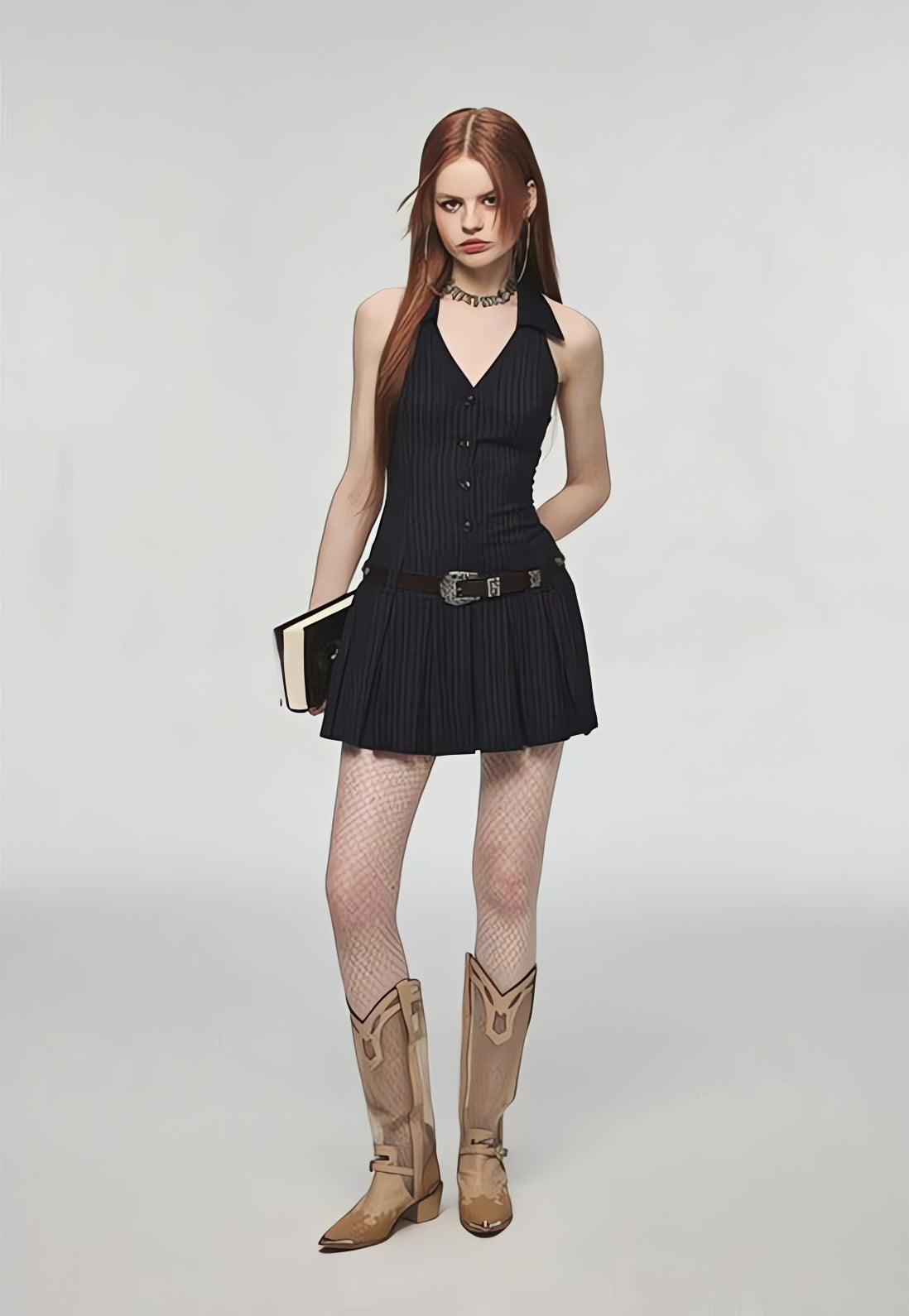Dark Academia Halter Mini Dress - KAYSMAR