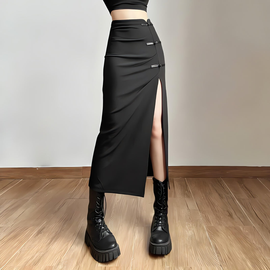 Dark Academia High Split Midi Pencil Skirt - KAYSMAR