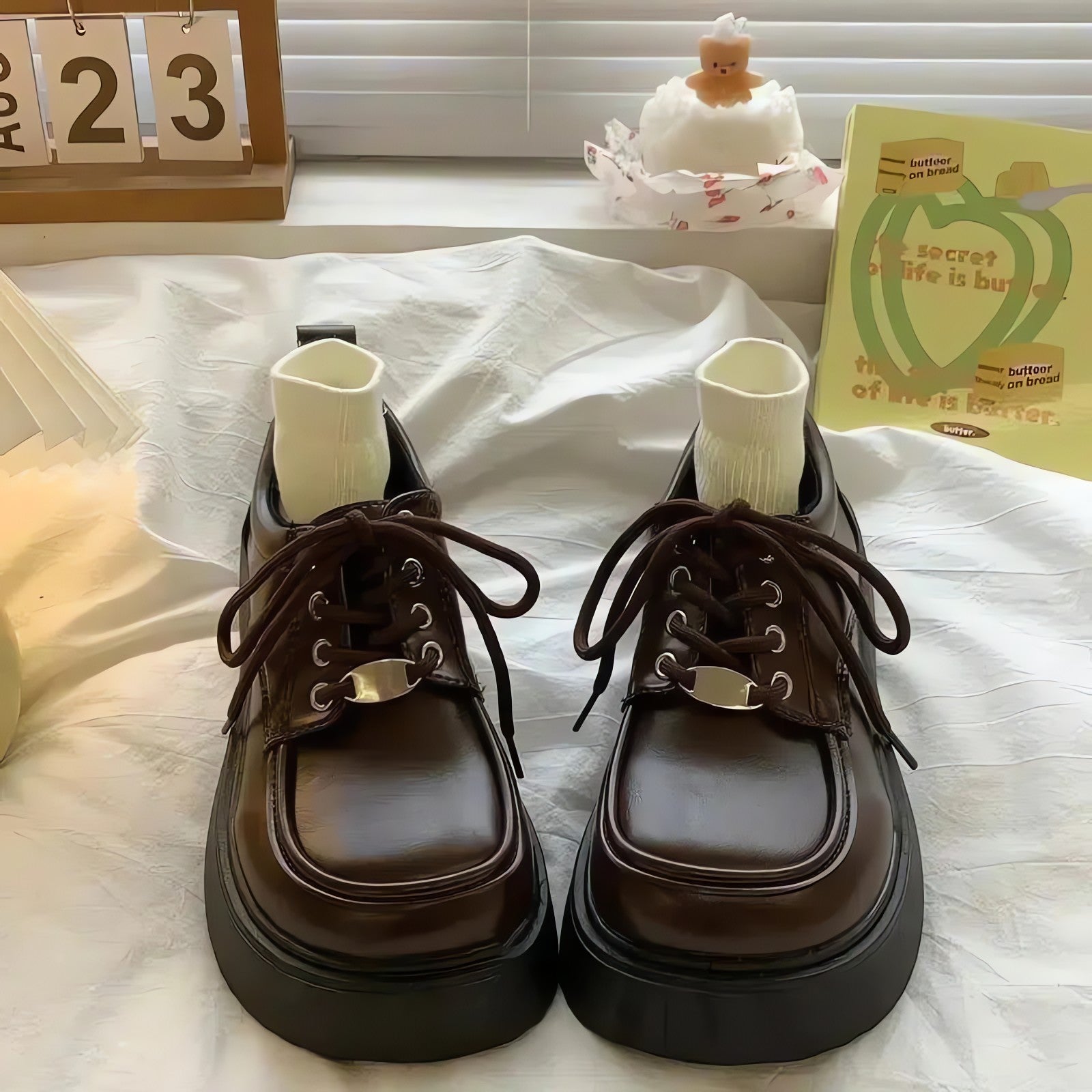 Dark Academia Lace Up Mary Jane Shoes - KAYSMAR