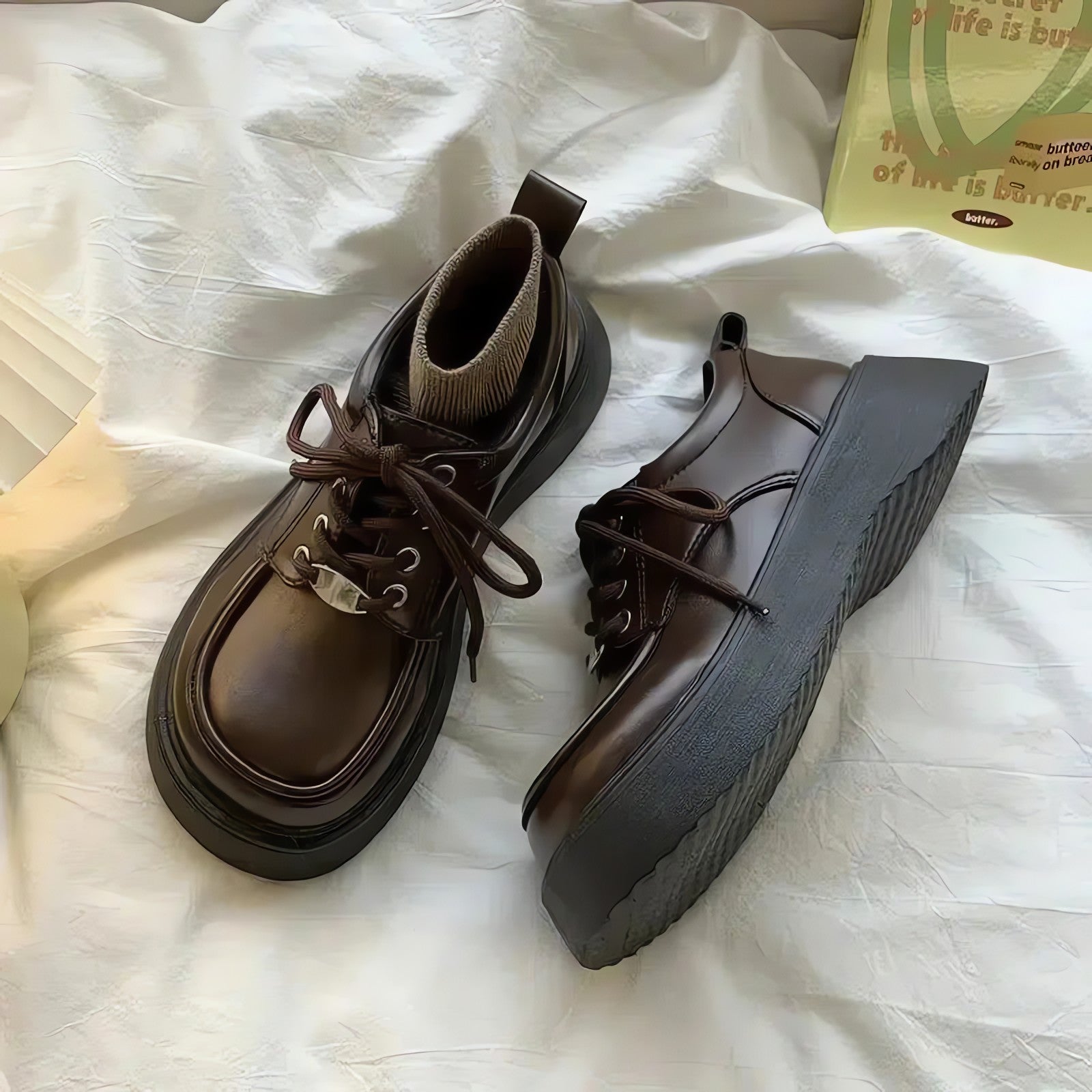 Dark Academia Lace Up Mary Jane Shoes - KAYSMAR