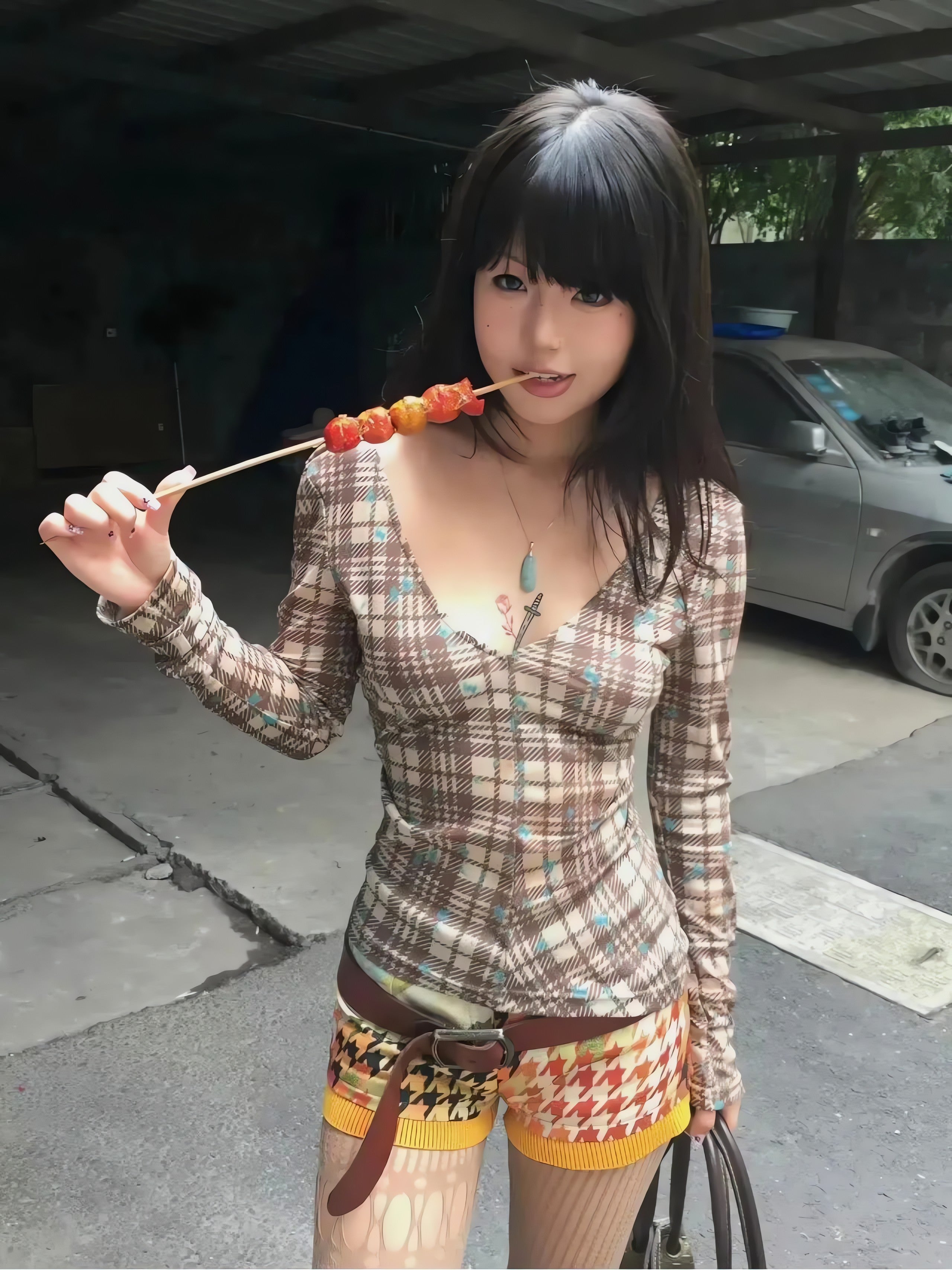 Deep V Neck Plaid Top - KAYSMAR