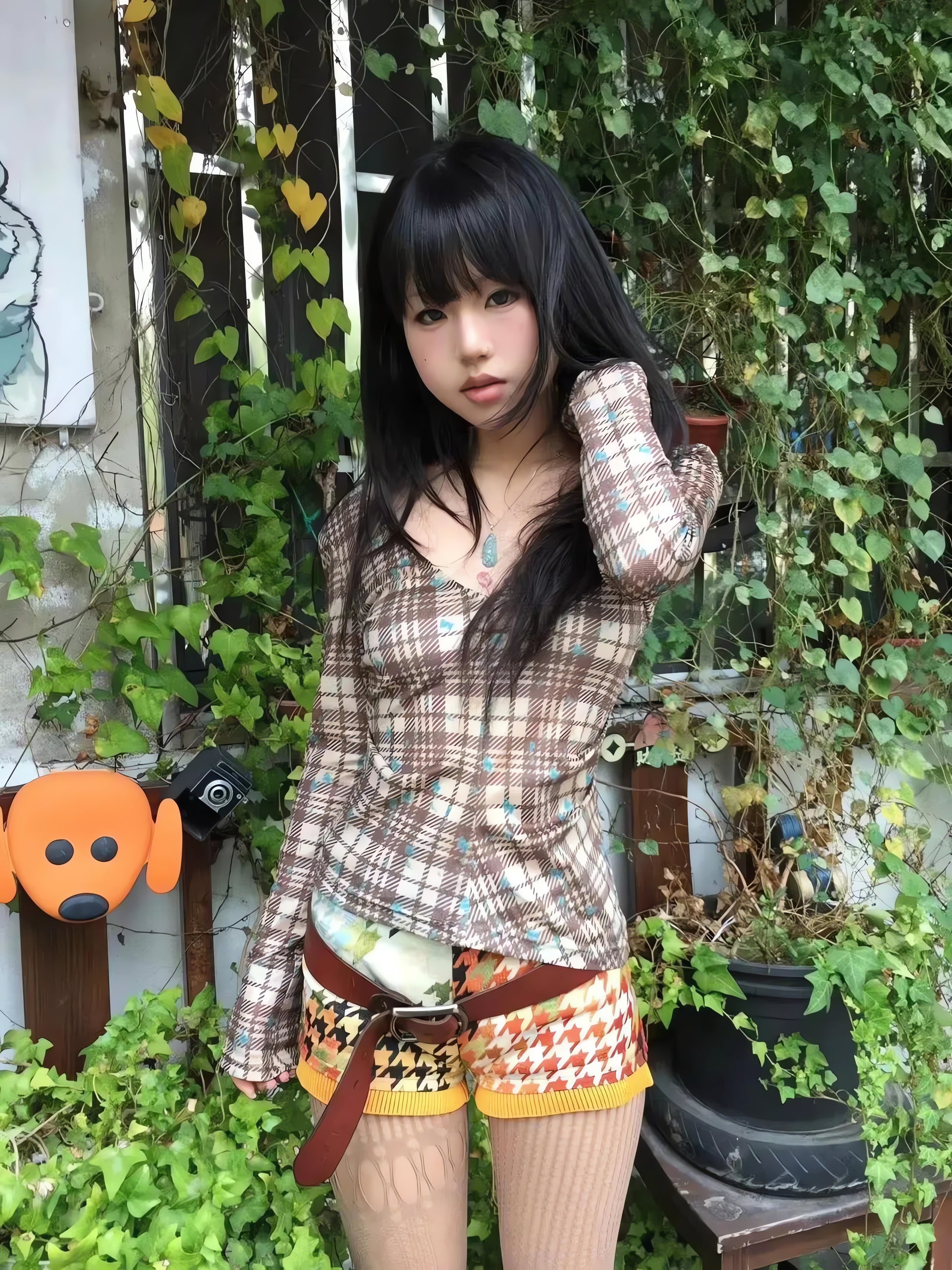 Deep V Neck Plaid Top - KAYSMAR