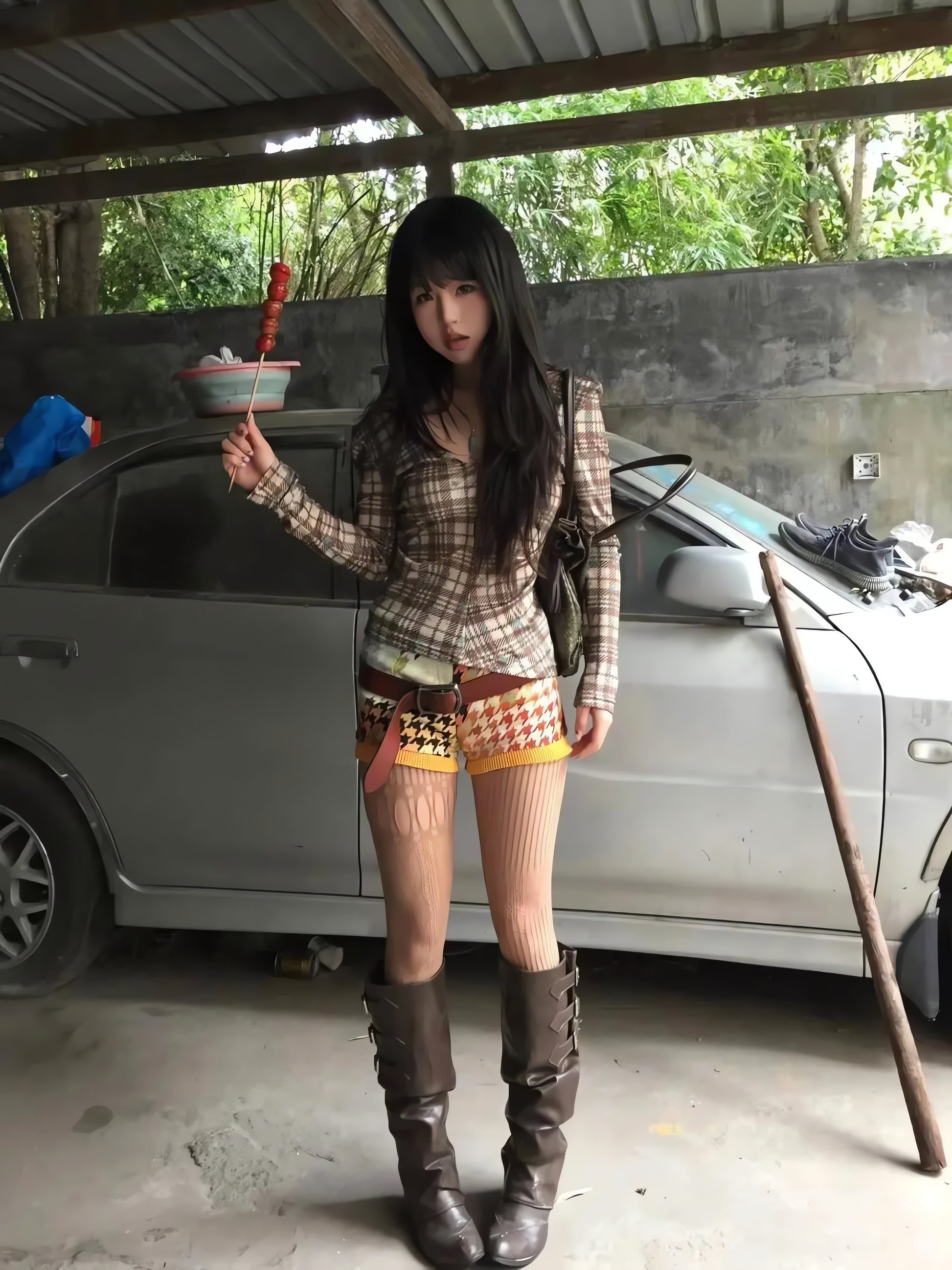 Deep V Neck Plaid Top - KAYSMAR