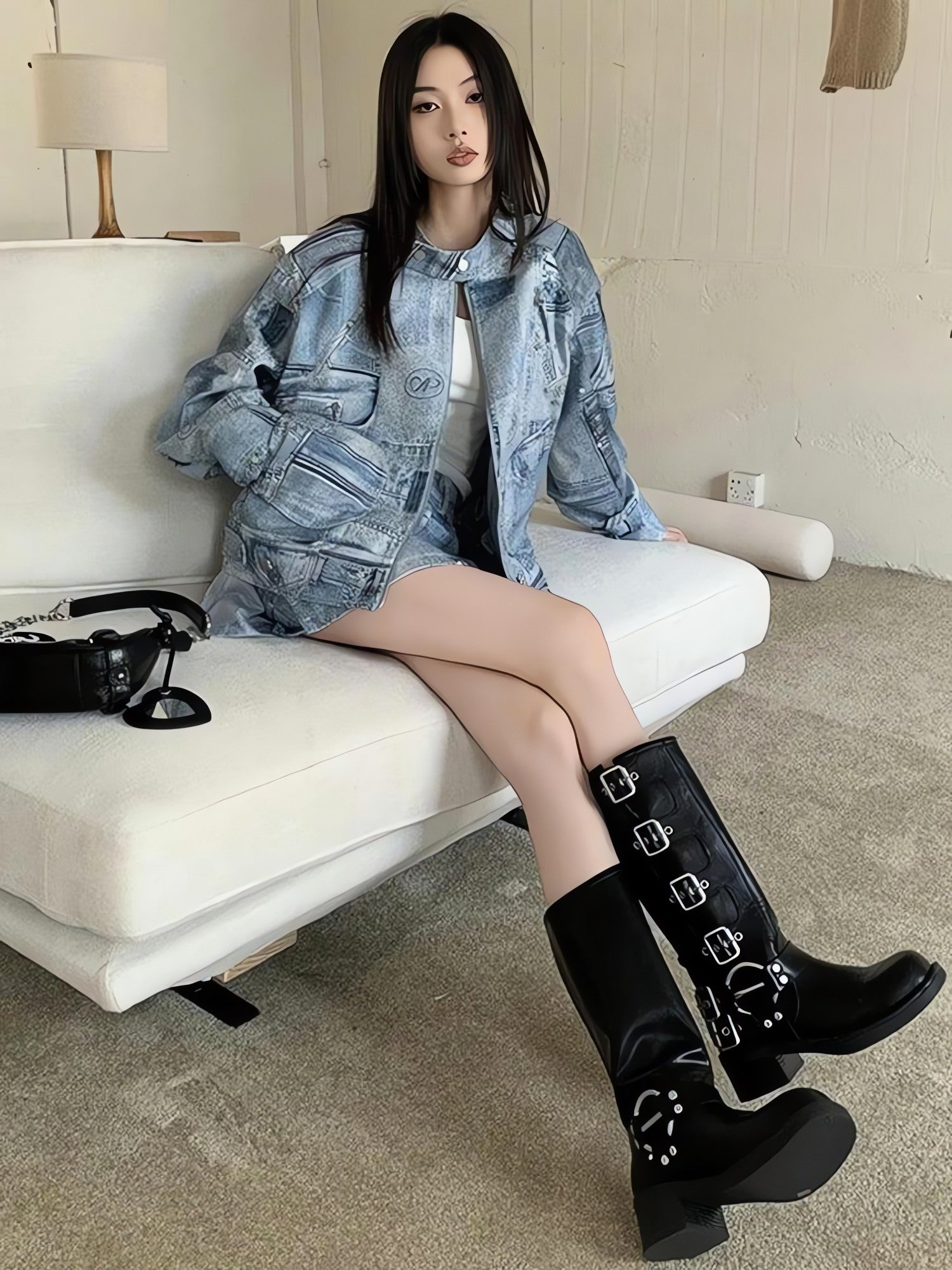 Denim Jacket & Mini Skirt Two Piece Set - KAYSMAR