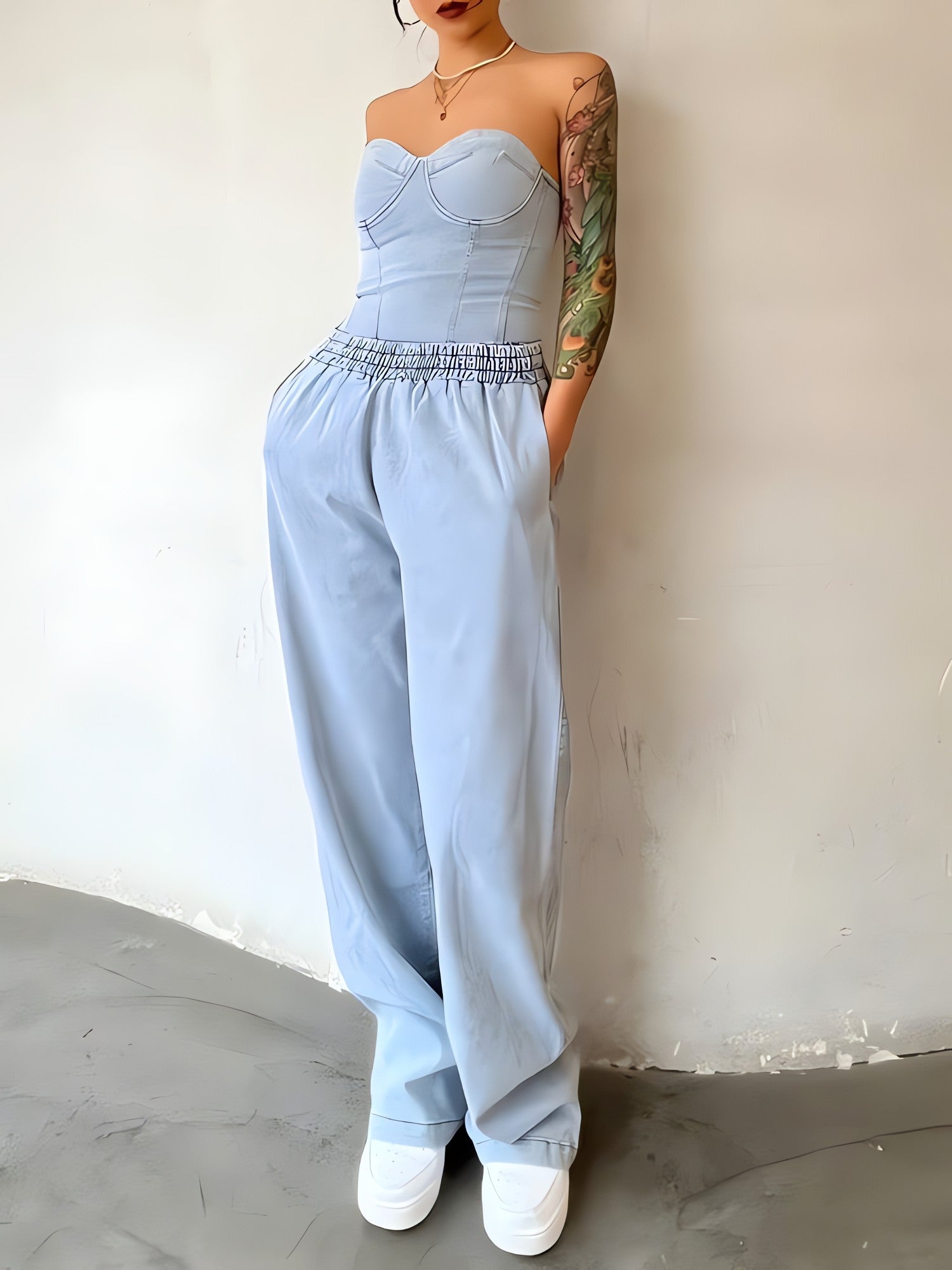 Denim Top & Pants Two Piece Set - KAYSMAR