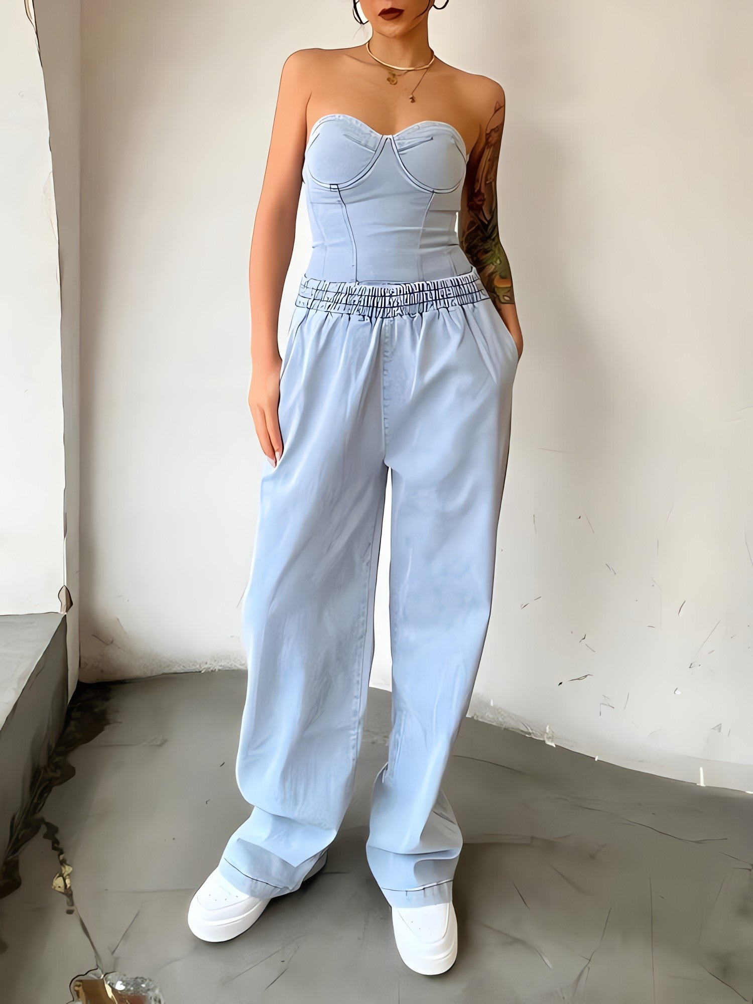 Denim Top & Pants Two Piece Set - KAYSMAR