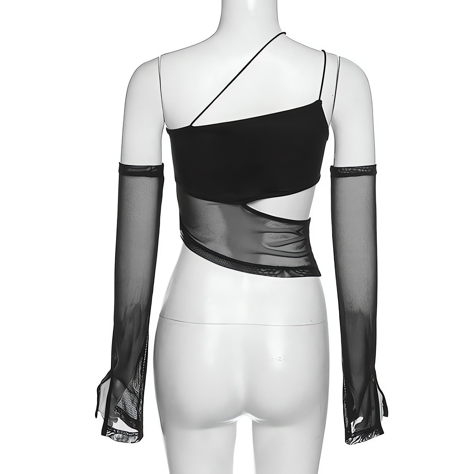 Detachable Sleeved Mesh Halter Top - KAYSMAR