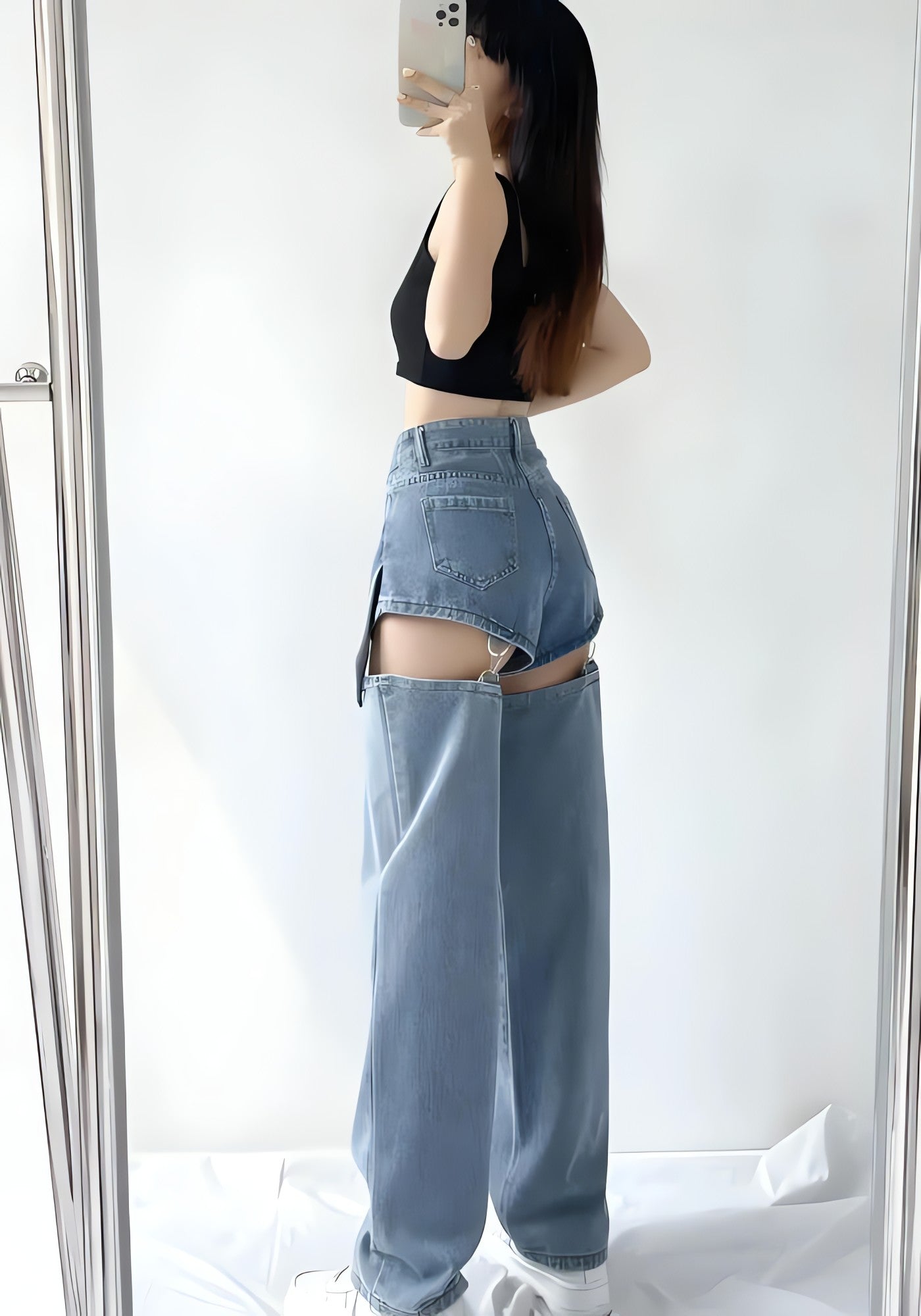 Detachable Straight Leg Jeans - KAYSMAR