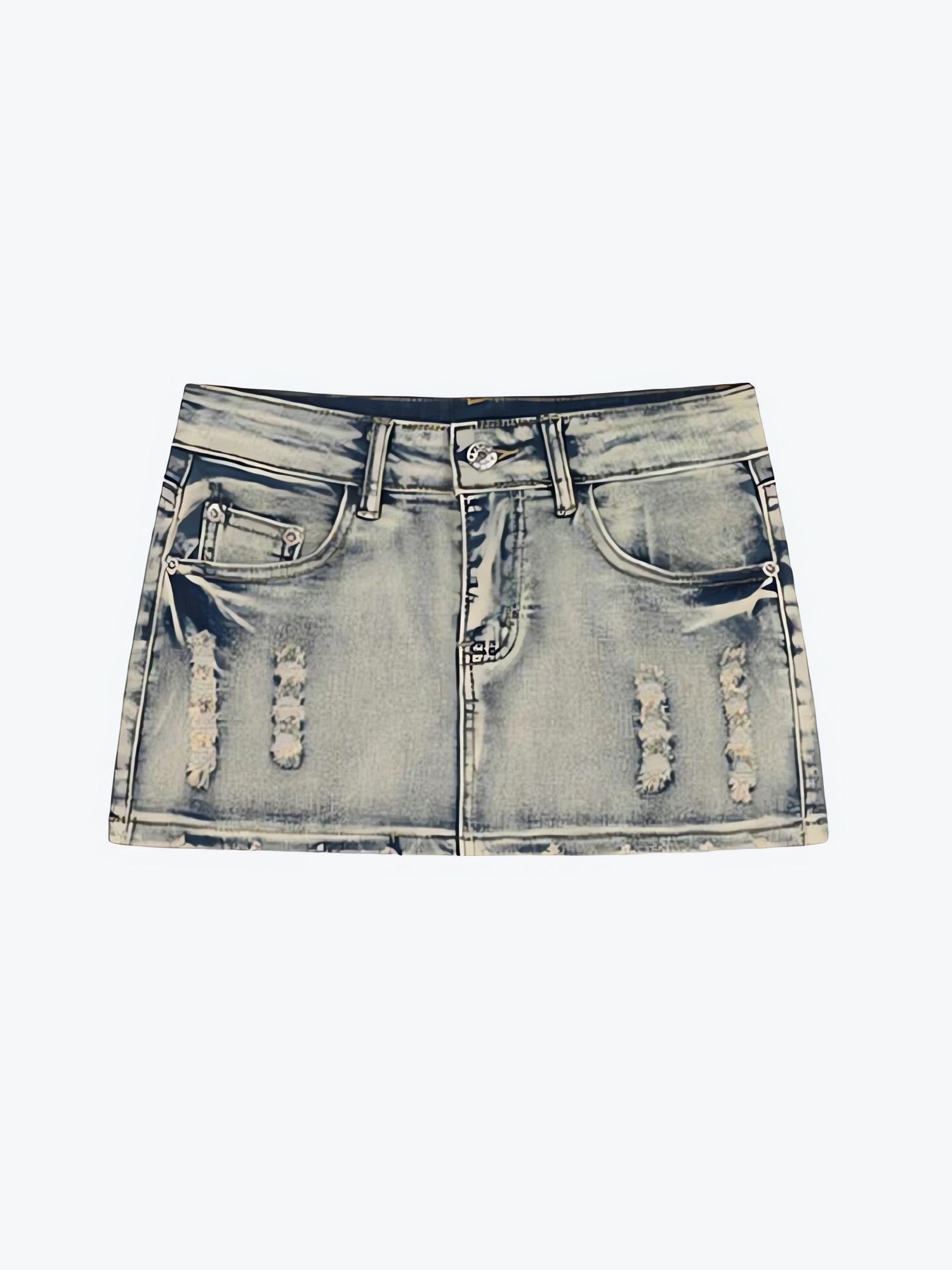 Distressed Low Rise Mini Skirt - KAYSMAR