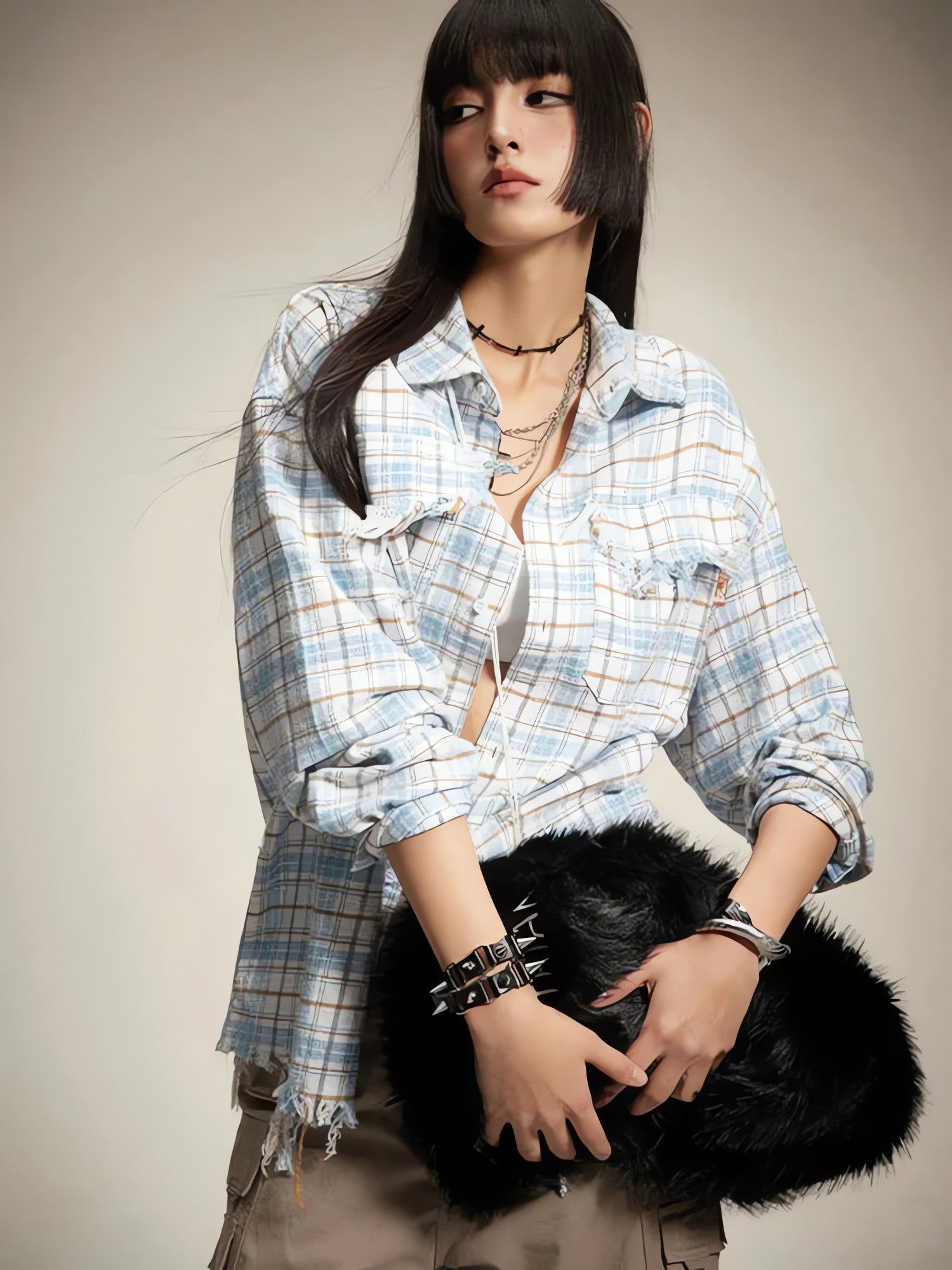 Distressed Plaid Shirt