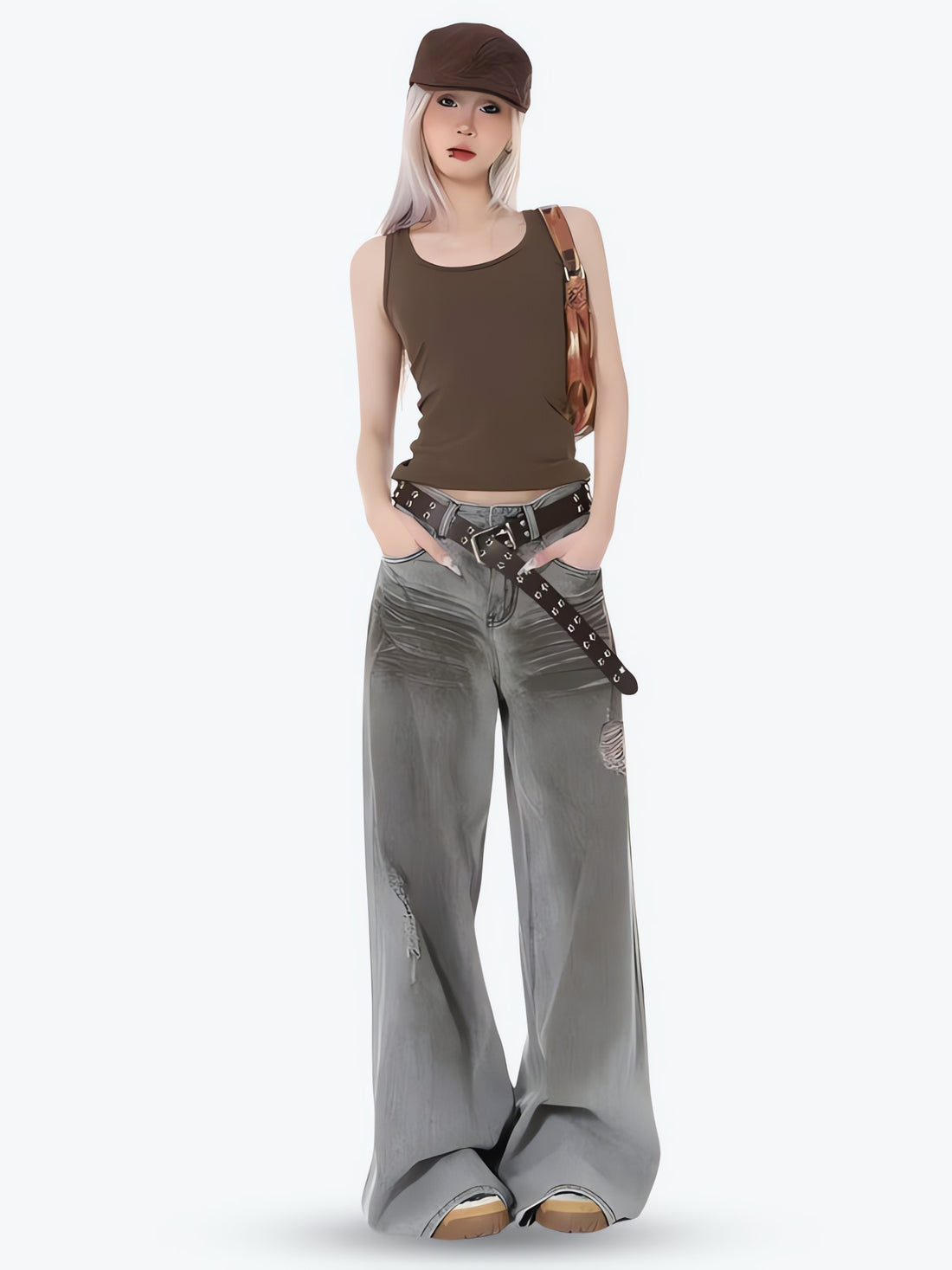 Distressed Wide Leg Jeans - KAYSMAR