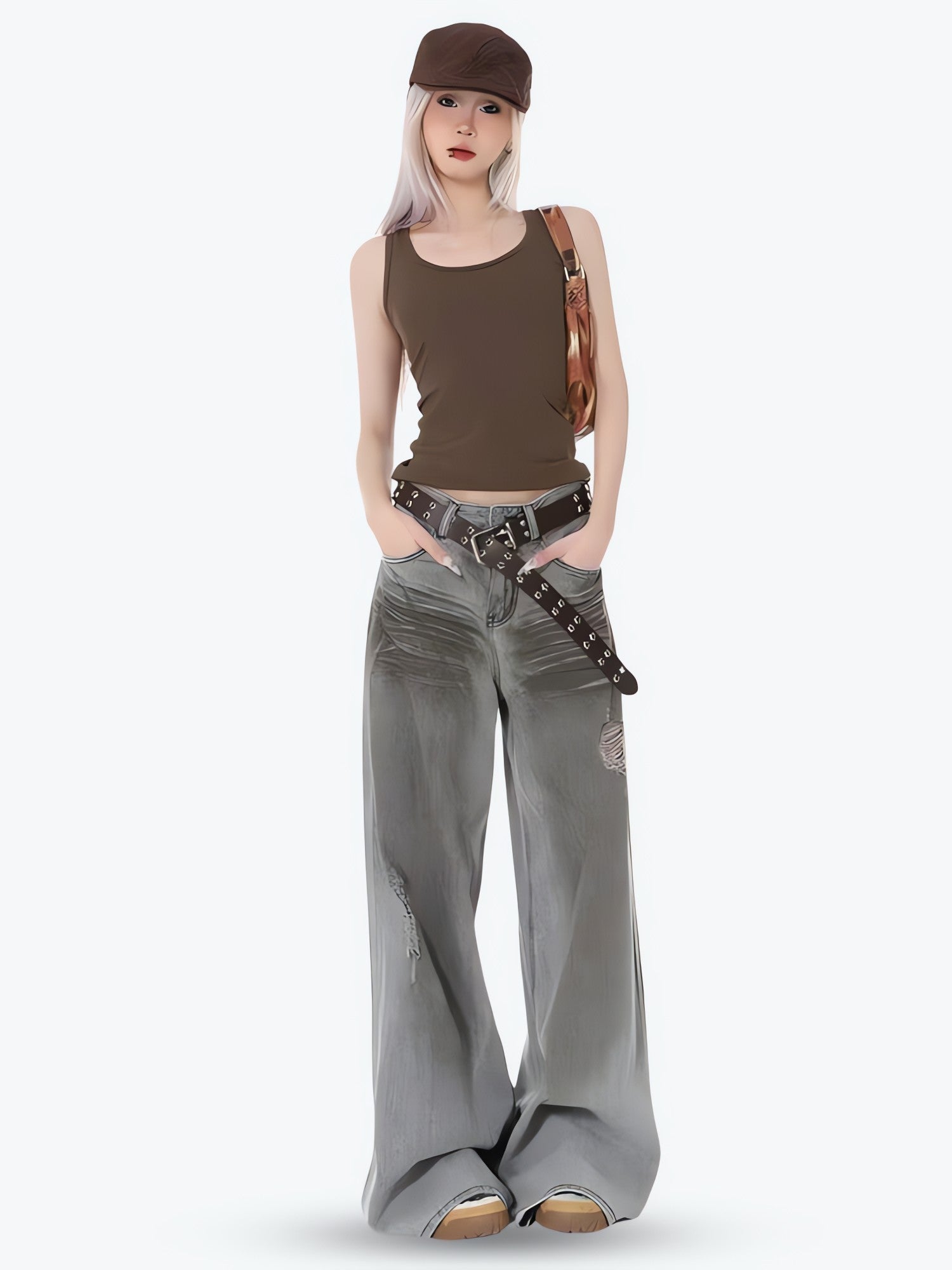 Distressed Wide Leg Jeans - KAYSMAR