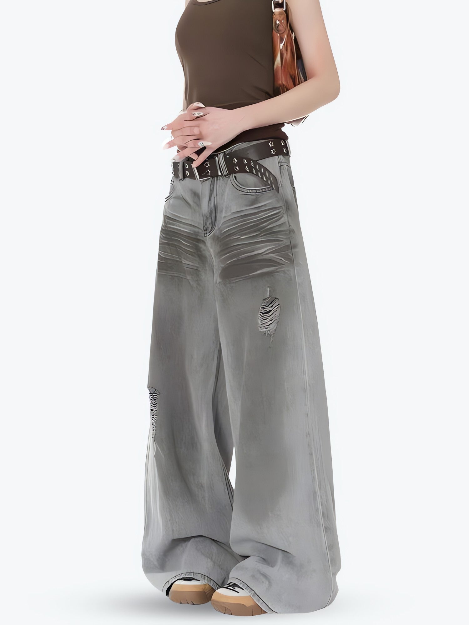 Distressed Wide Leg Jeans - KAYSMAR