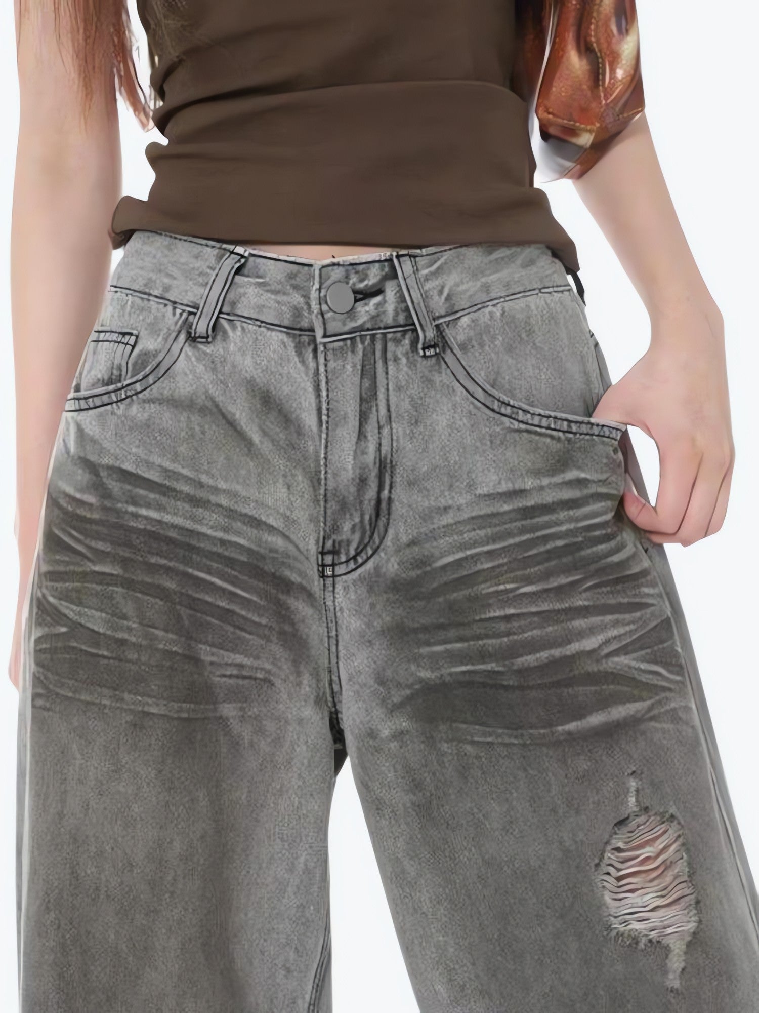 Distressed Wide Leg Jeans - KAYSMAR
