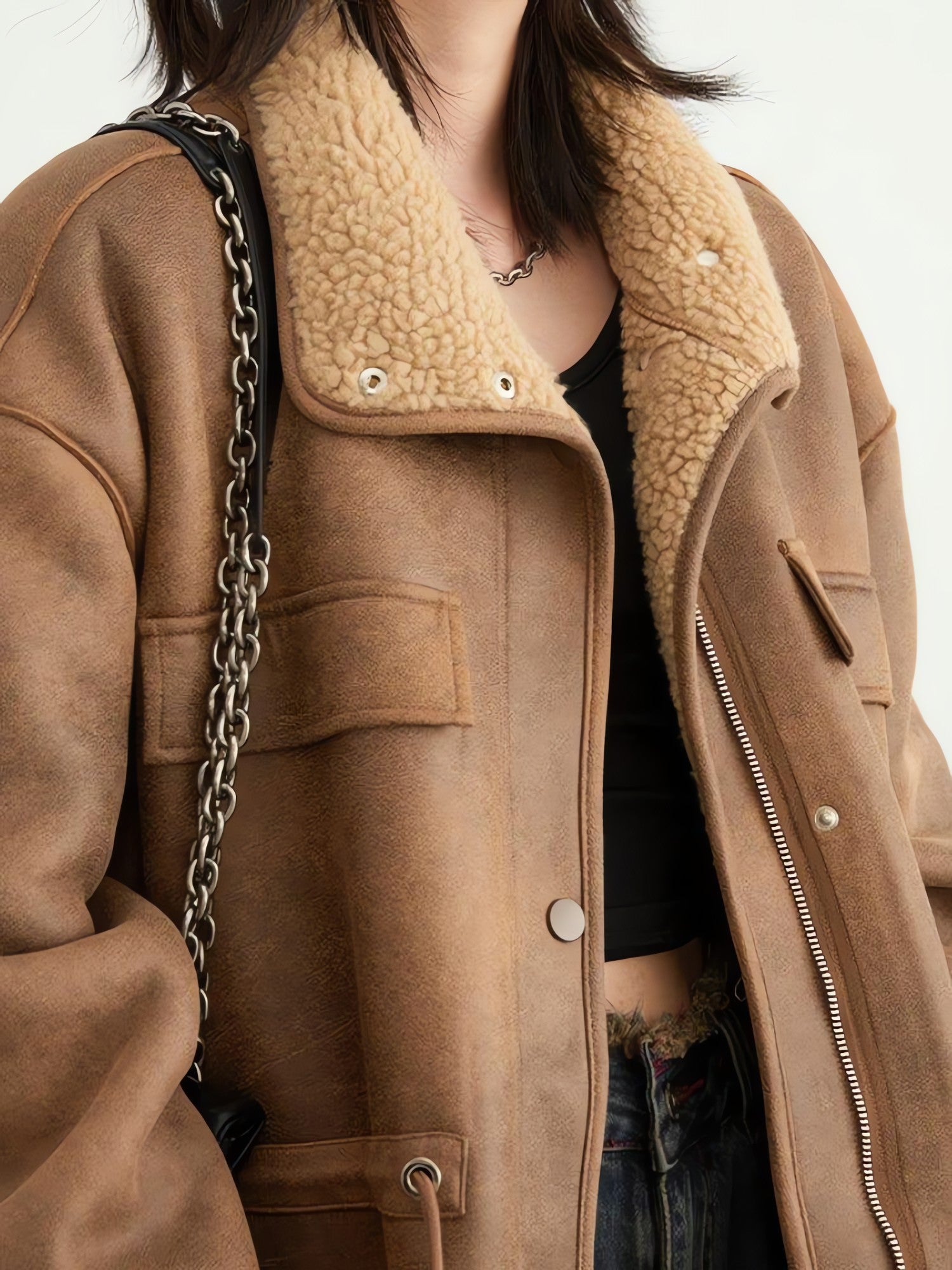 Double Faced Faux Leather Jacket - KAYSMAR