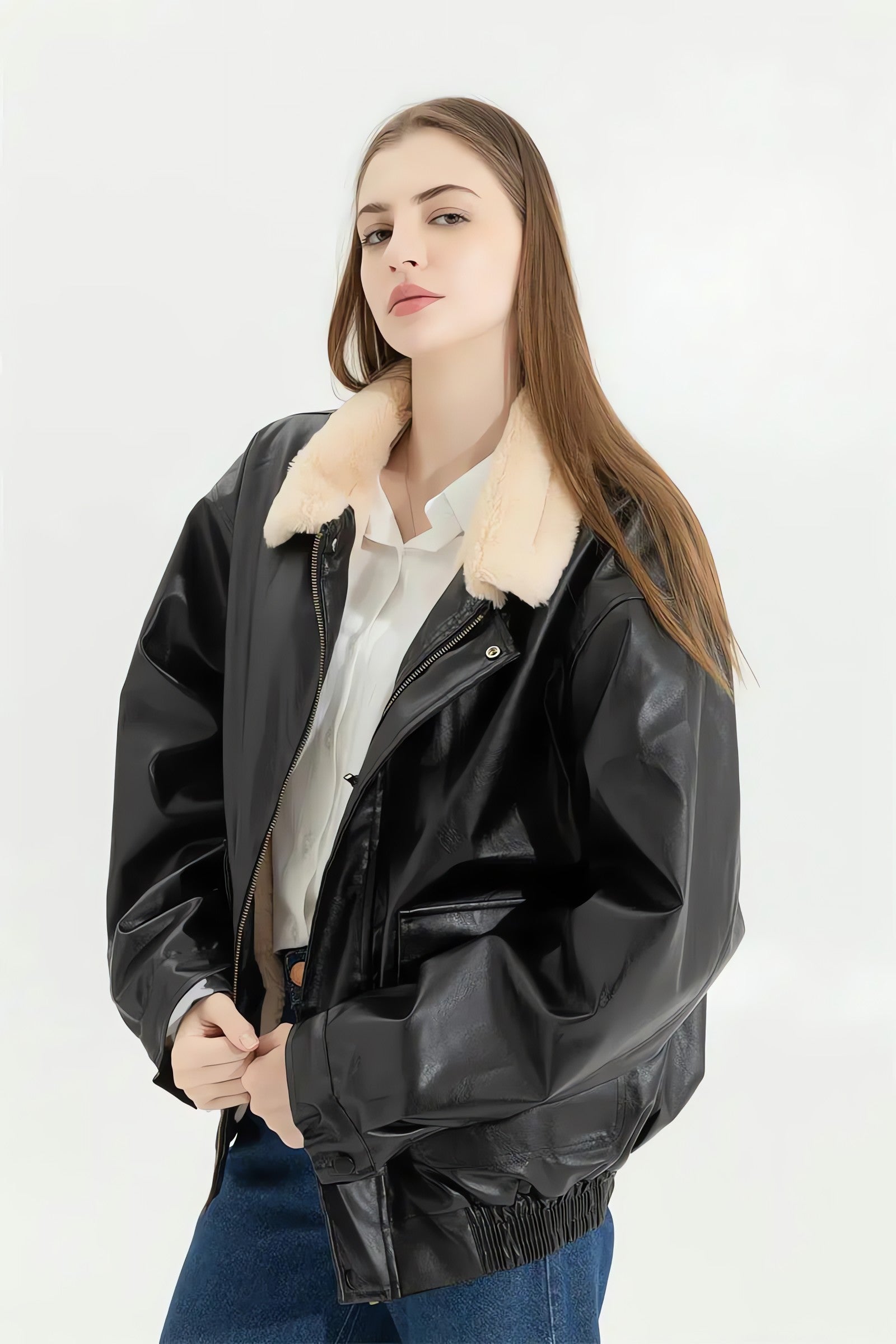 Double-Faced Faux Leather & Fur Jacket - KAYSMAR